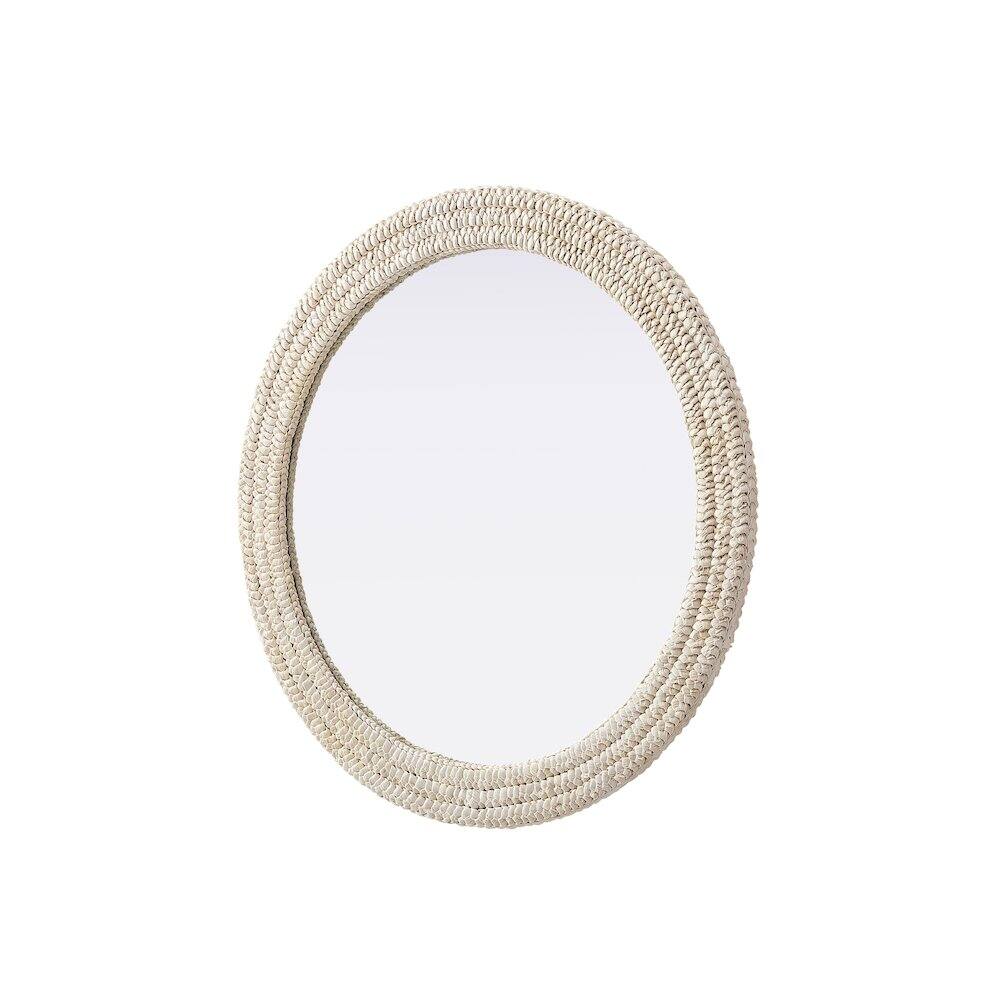 Alt View 1. Elegant Decor - Round Cornhusk Mirror 36x36 in Linen White - Linen White.