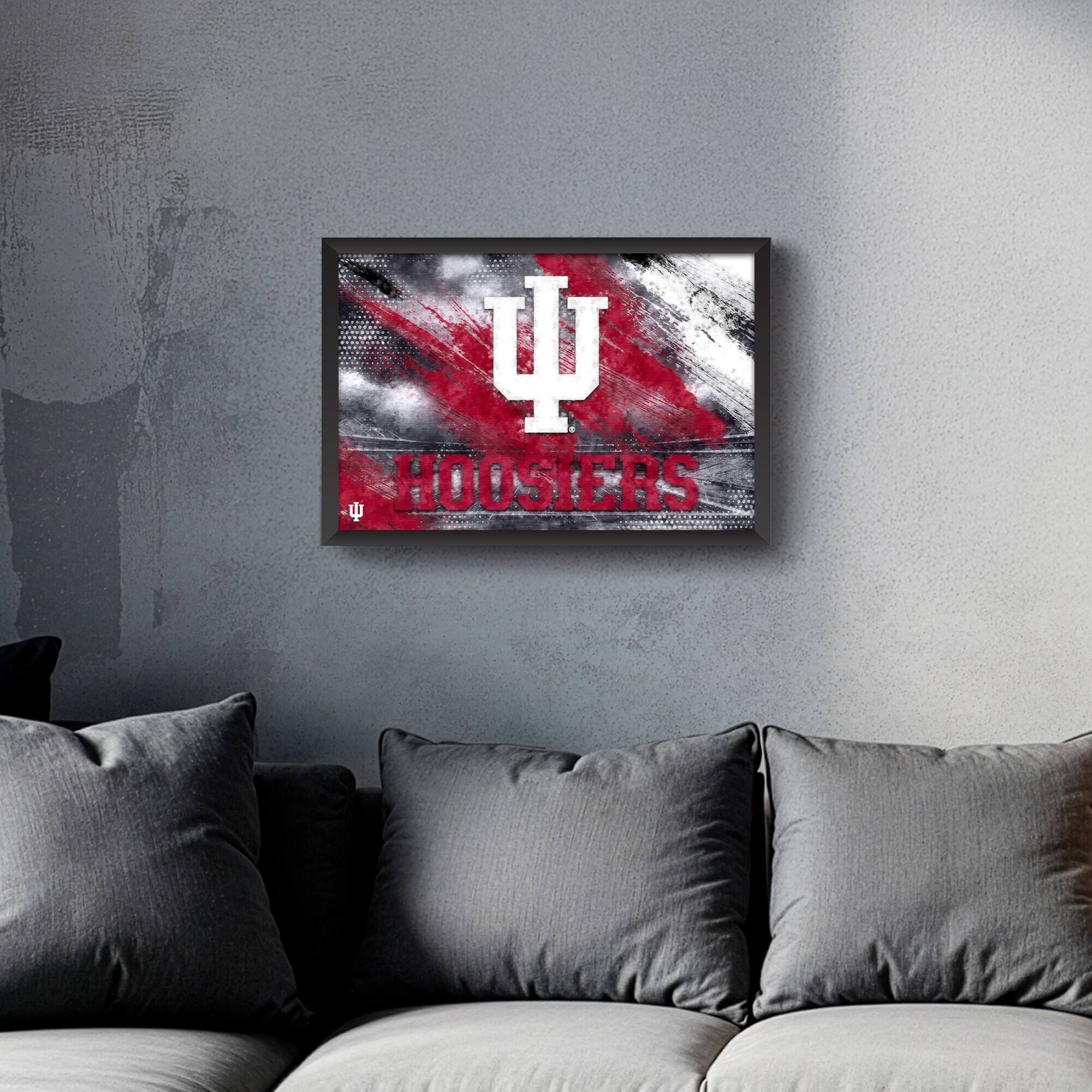 Alt View 1. Sporticulture - Indiana Hoosiers 27" x 39" Brush Stroke Logo Framed Art Print - Multicolor.