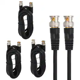 Unique Bargains - 3pcs BNC Male to BNC Male Coaxial Cable 5M RG59 75-3 for DVR CCTV Camera Monitor - Black