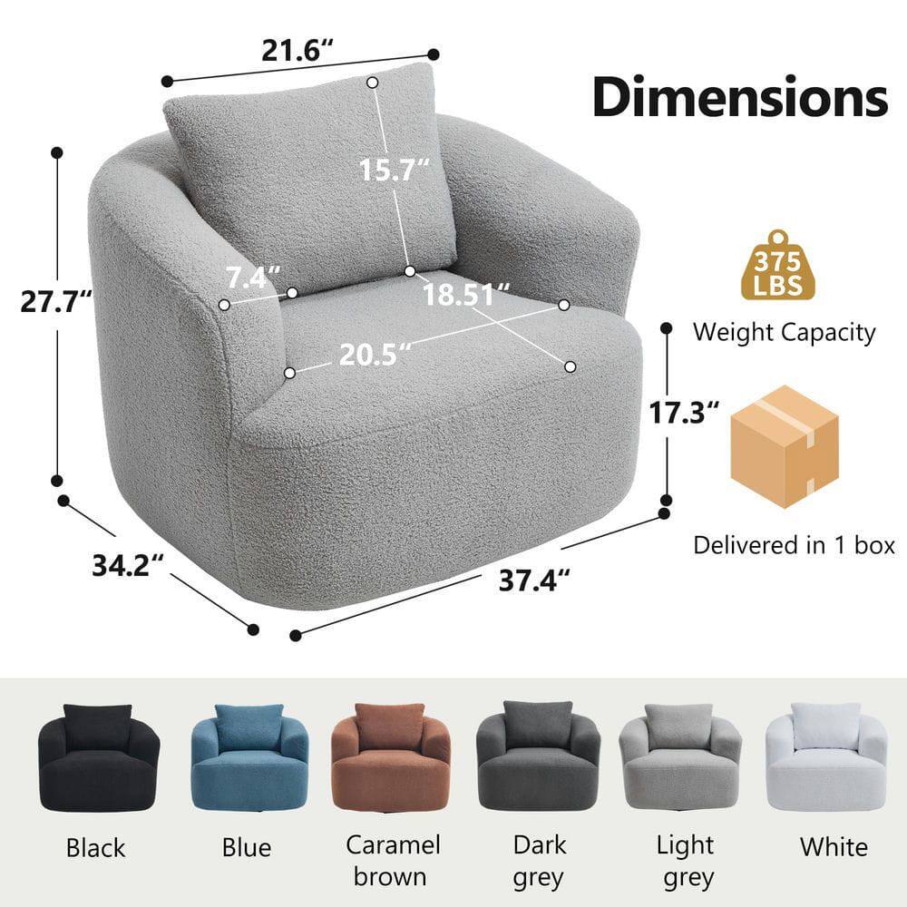 Dimensions:
- 21.6" (height)
- 15.7" (depth)
- 27.7" (width)
- 7.4" (armrest height)
- 18.51" (seat height)
- 20.5" (seat depth)
- 34.2" (overall width)
- 37.4" (overall depth)
- 17.3" (overall height)

Weight Capacity: 375 LBS

Delivered in 1 box

Colors:
- Black
- Blue
- Caramel brown
- Dark grey
- Light grey
- White