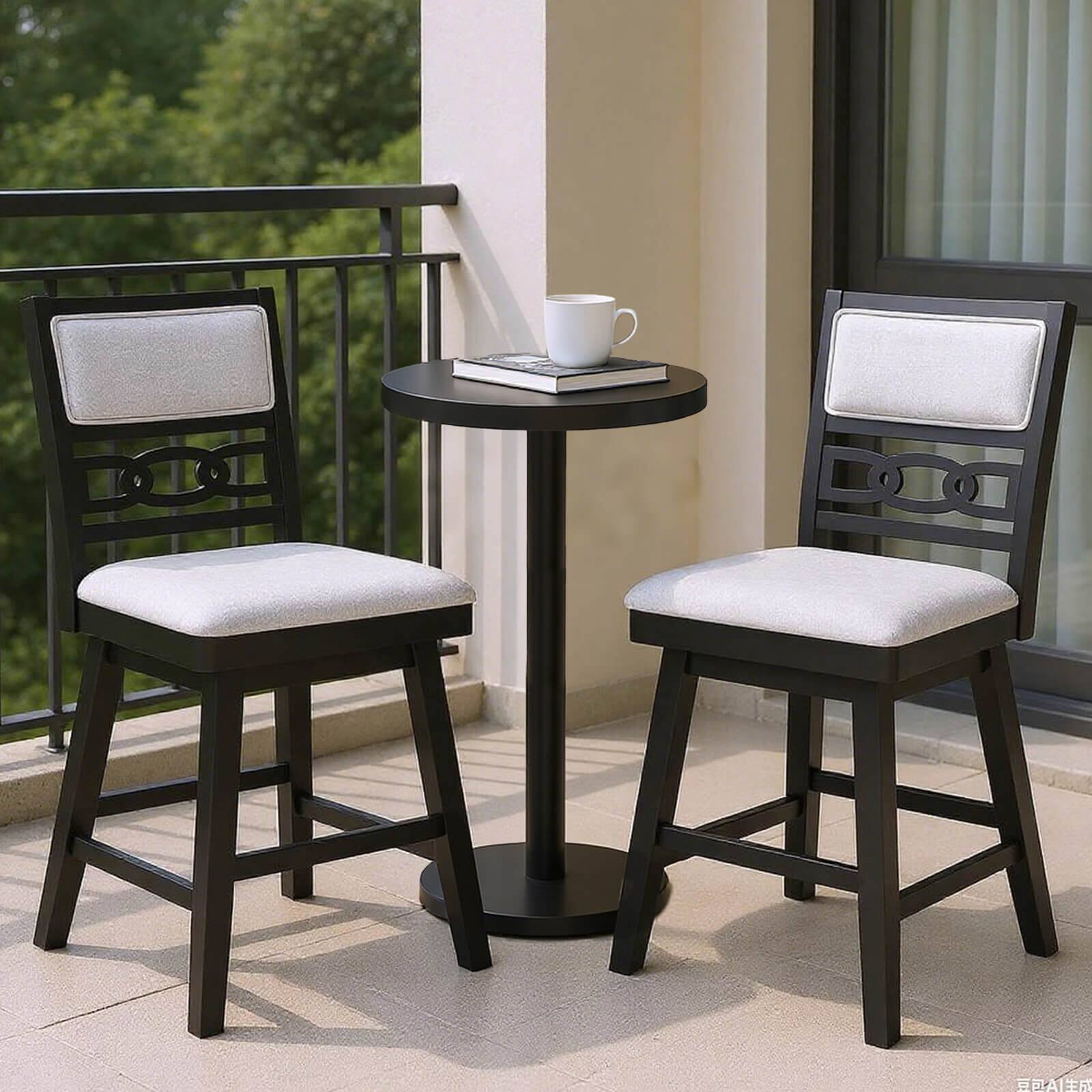 Alt View 4. Costway - Costway 25" Swivel Counter Height Chairs Set of 2 with Upholstered Hollow Backrest - Black.