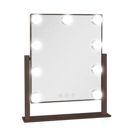 Zadro - Hollywood Makeup Mirror - 12" x 14" - 9 LED Light Bulbs with Dimmable Brightness - Chocolate