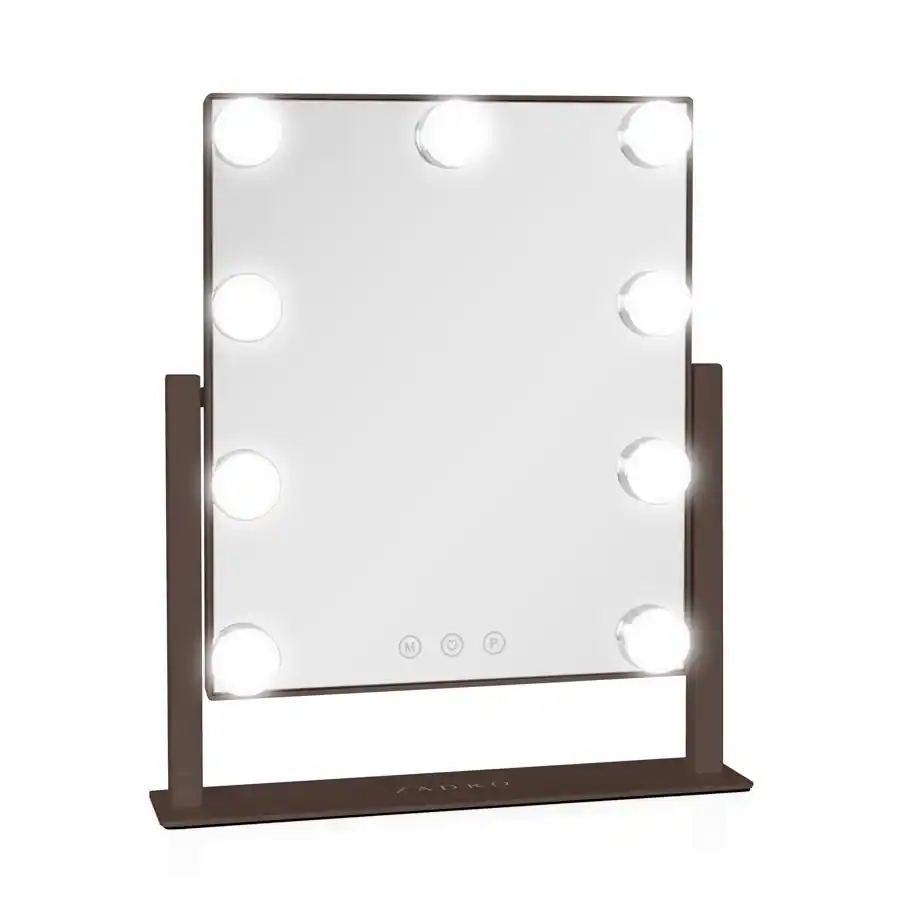 Front. Zadro - Zadro Hollywood Makeup Mirror - 12" x 14" - 9 LED Light Bulbs with Dimmable Brightness - Chocolate.