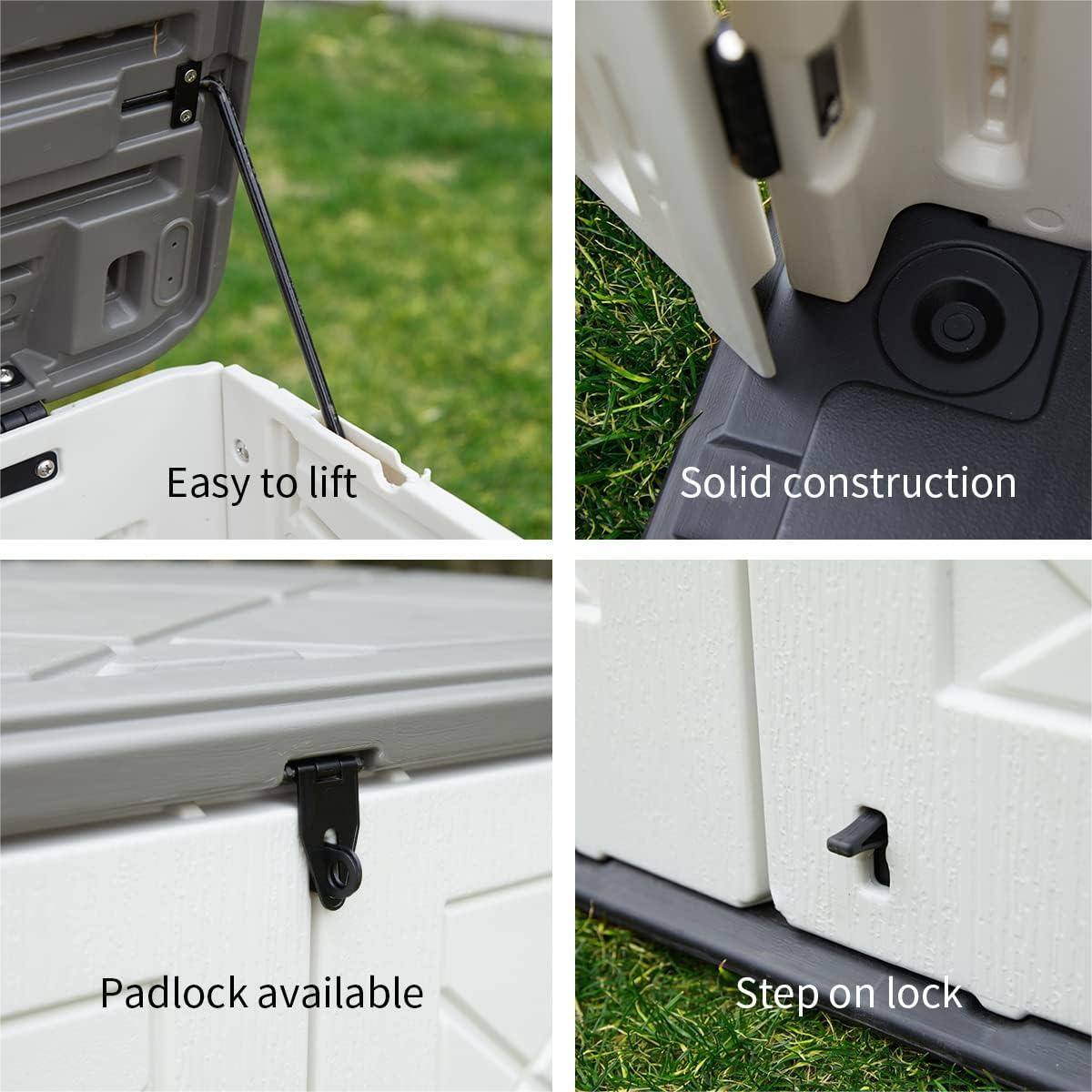 Easy to lift  
Solid construction  
Padlock available  
Step on lock