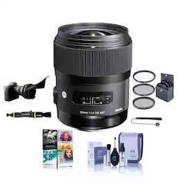 Bundle - Sigma - 35mm f/1.4 DG HSM ART Lens for Nikon F, with 67mm Filter Kit, Flex Lens Shade, Cleaning Kit, Cleaner, Cap