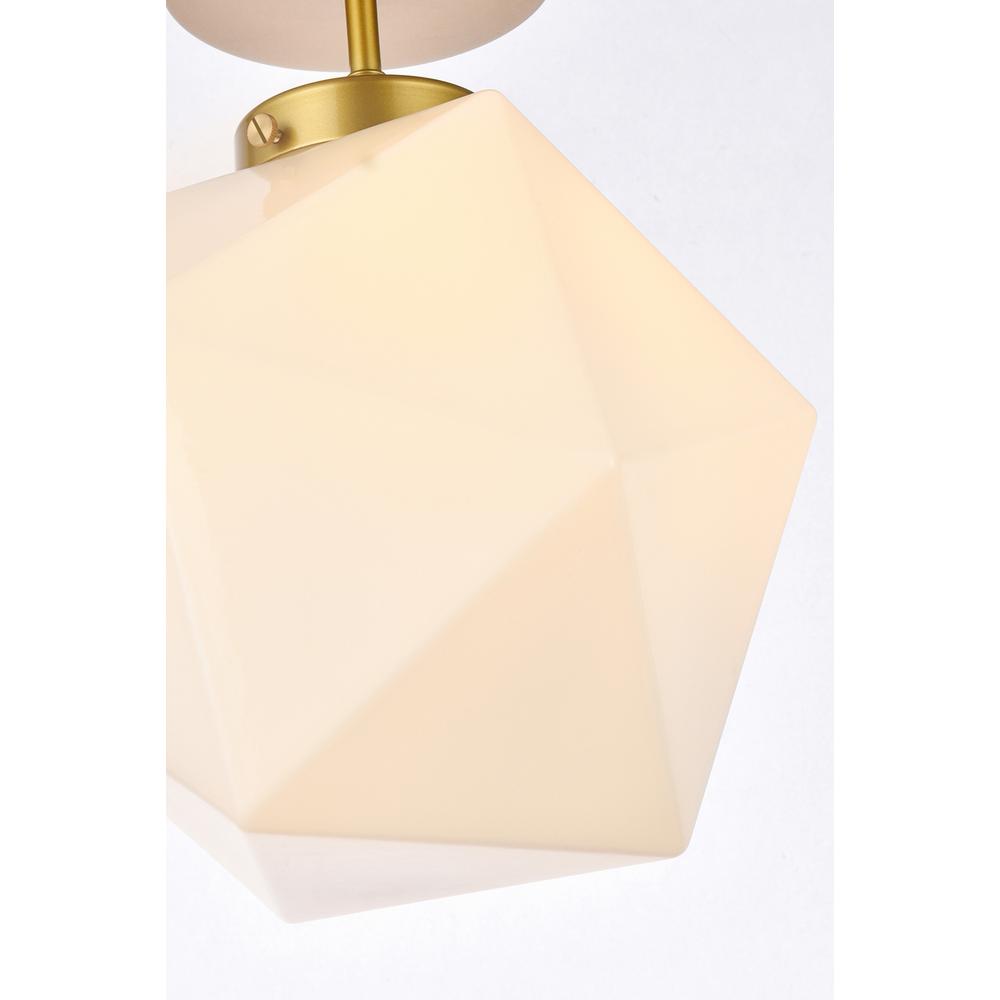 Alt View 4. Living District - Lawrence 1 light brass and white glass flush mount - Brass And White.