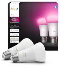 PHILIPS hue E26 White and color ambiance Ambiance blanche et colore 75 W 0.5 W LED 1100 lumen matter works with Alexa works with Apple Home works with Google Home white and color