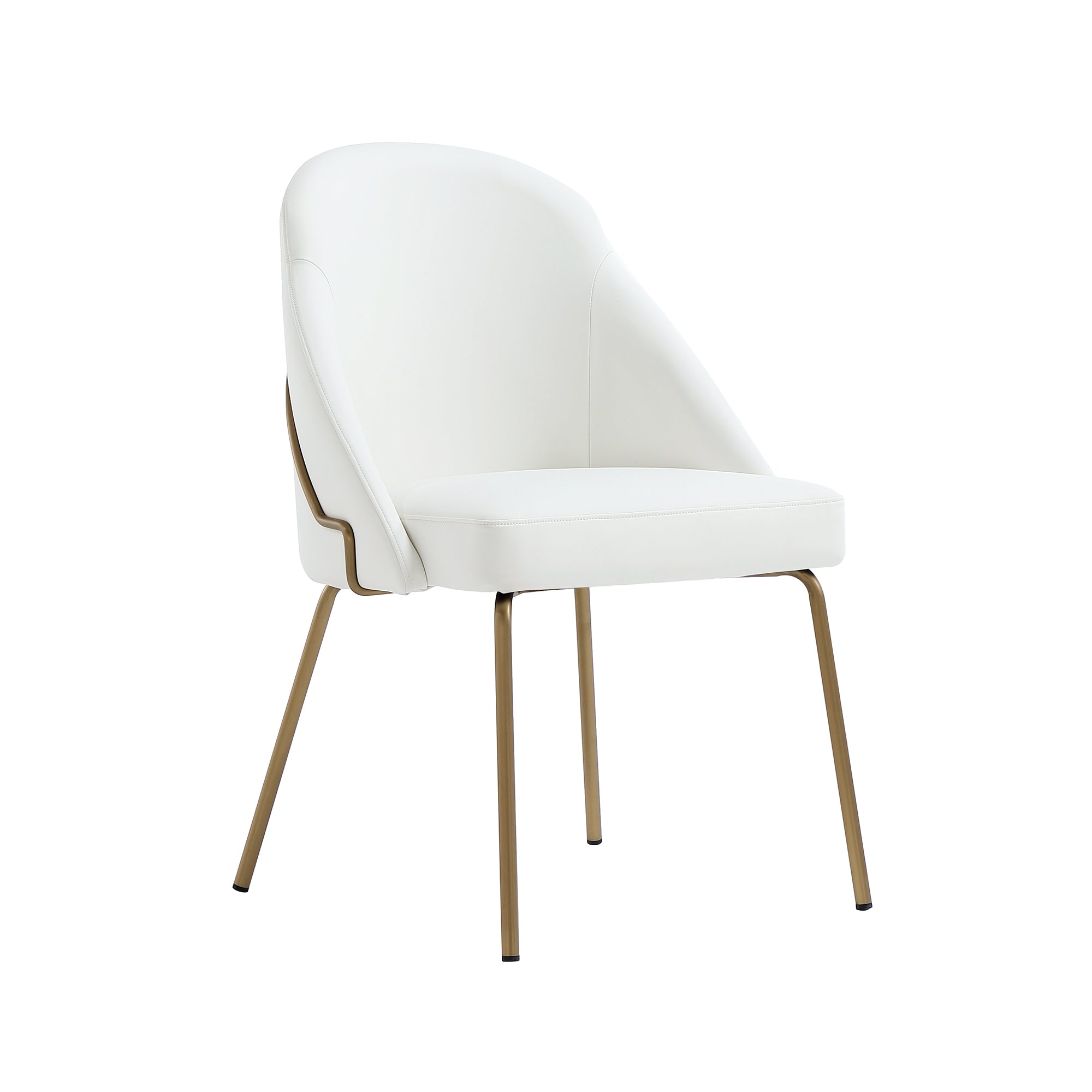 Alt View 2. Manhattan Comfort - Gracie Modern Metal Vegan Leather Dining Chair - Set of 4 - White and Gold.