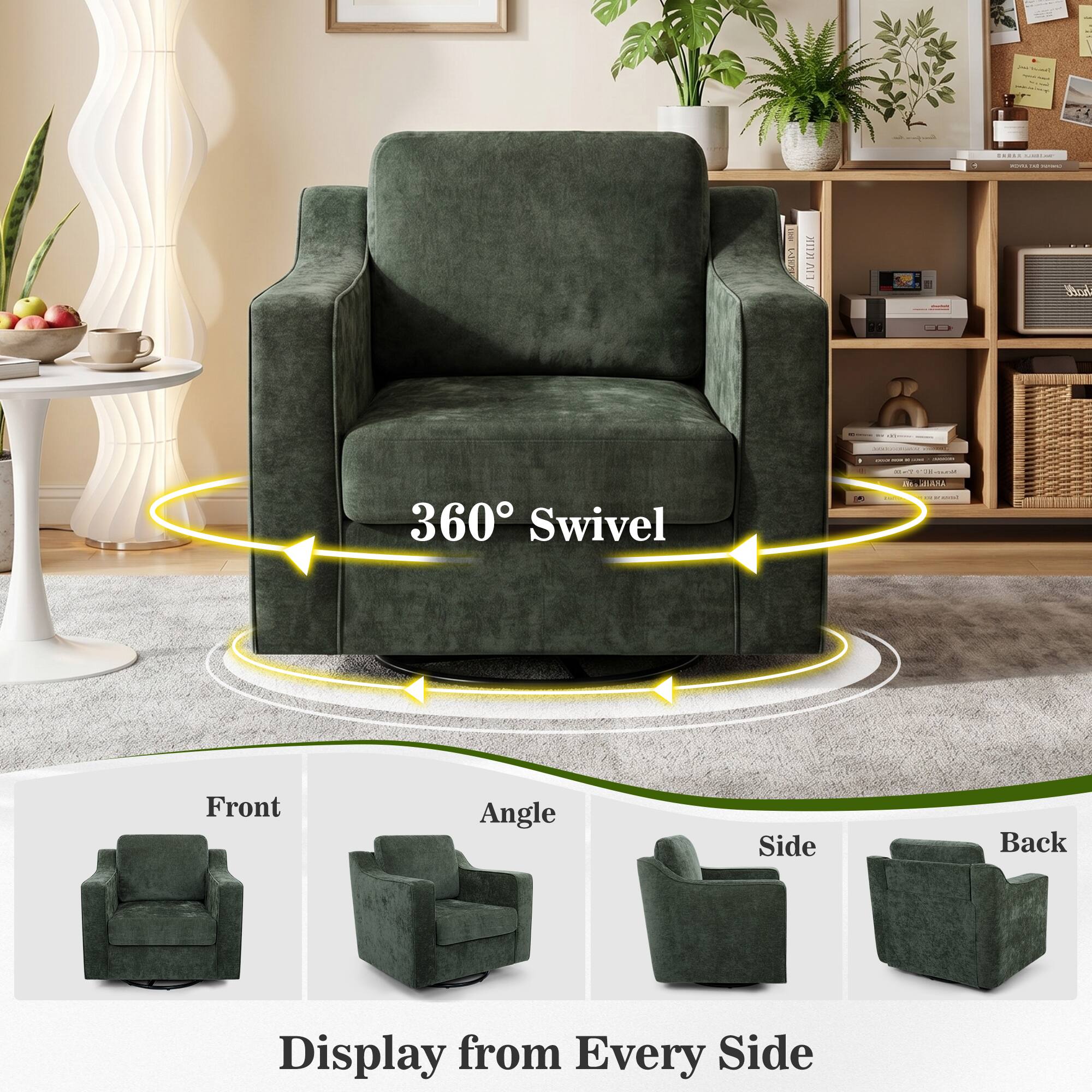 360° Swivel  
Display from Every Side  
Front Angle Side Back