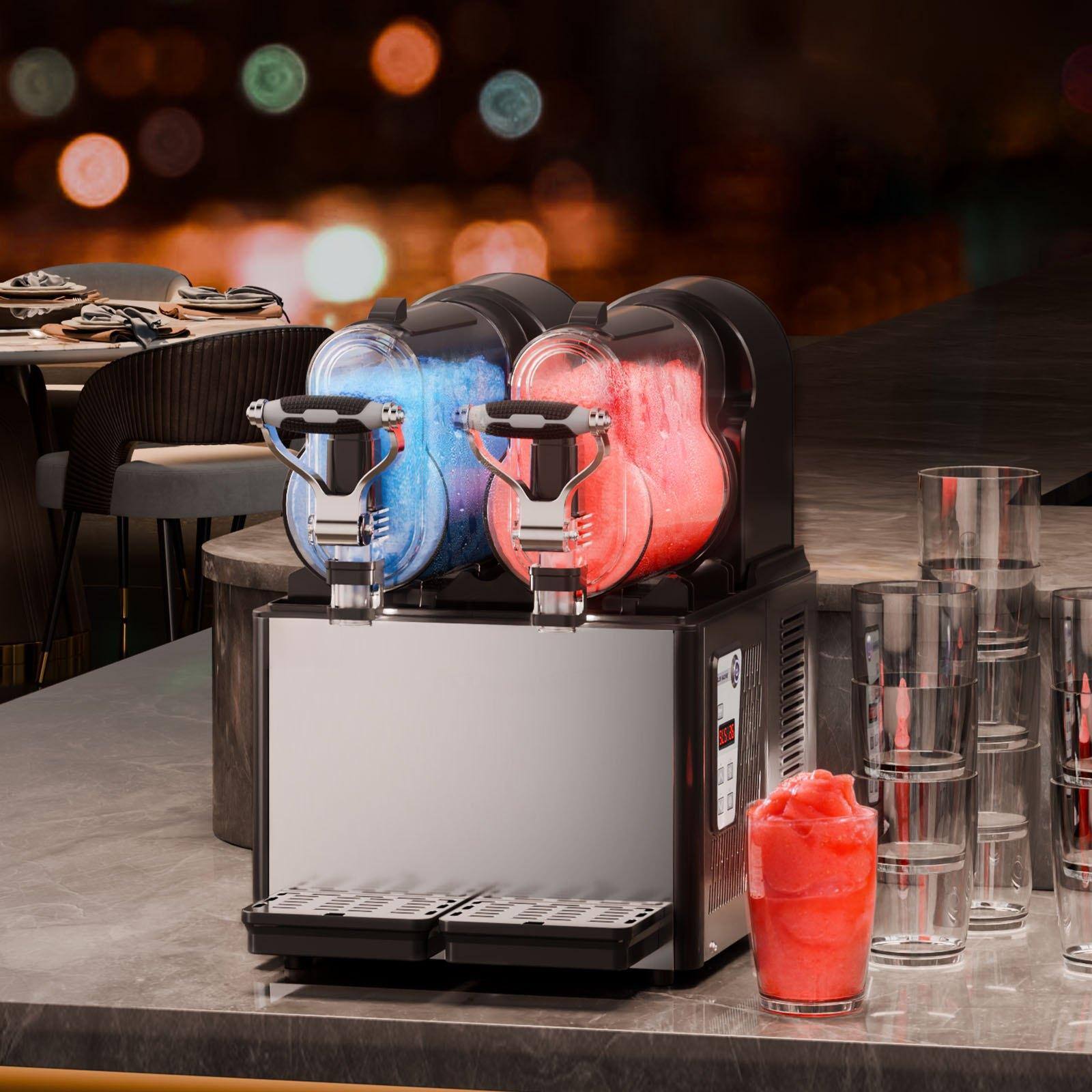 Alt View 1. Glintex - Commercial Slushie Machine 3Lx2 Double Tank Frozen Drink Maker for Home Party Café Bar - Silver.