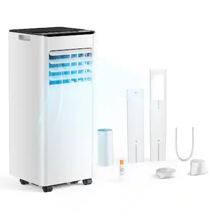 Front. SIMZLIFE - 10000 BTU Portable Air Conditioner, Cools 450 Sq.ft, 3-in-1, Ultra Quiet&Energy Save, Remote Control, for Bedroom Office - White.