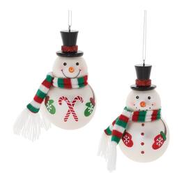 BreeBe - Frosted Glass Snowman Ornament (Set of 6) - White, Green, Red