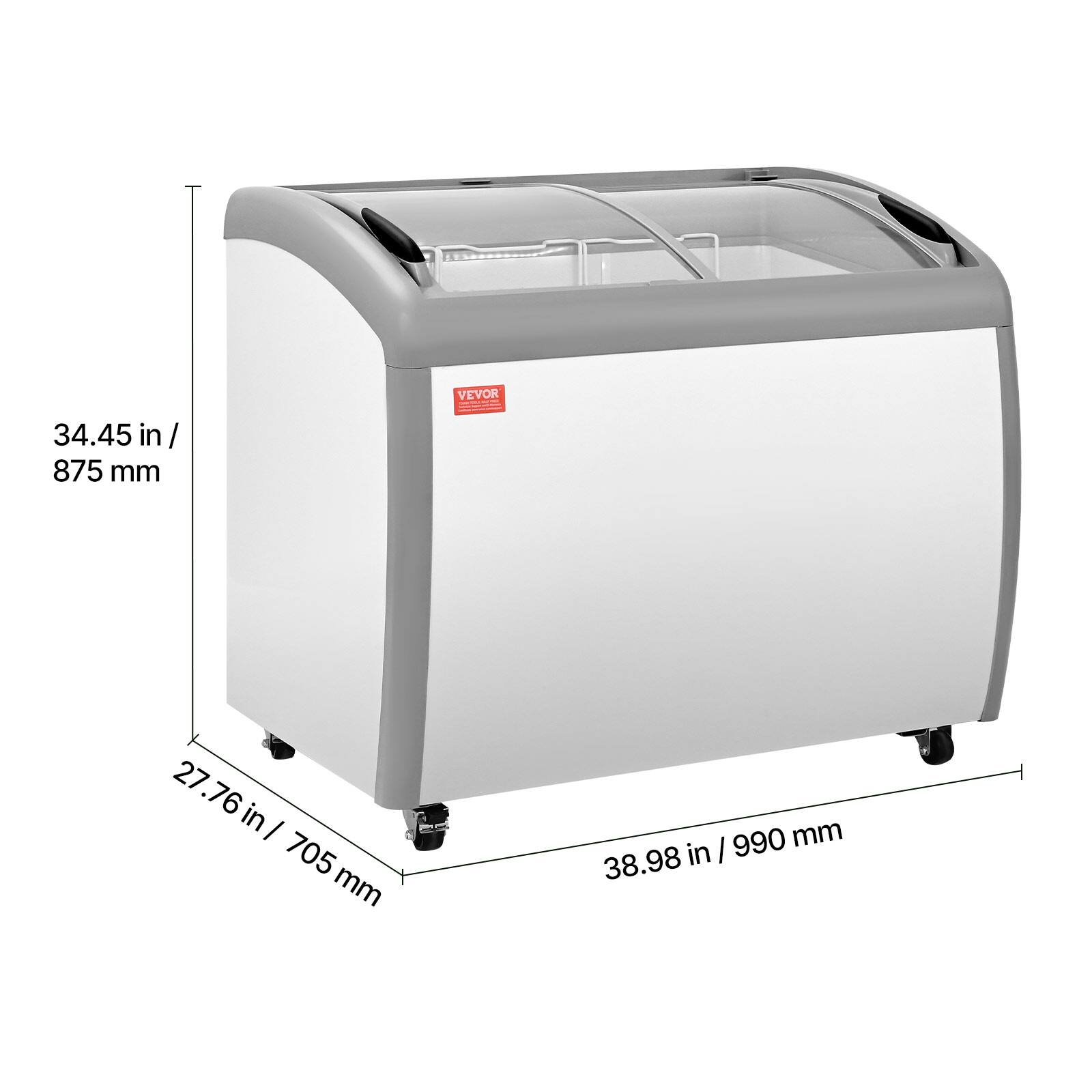 VEVOR  
34.45 in / 875 mm  
27.76 in / 705 mm  
38.98 in / 990 mm