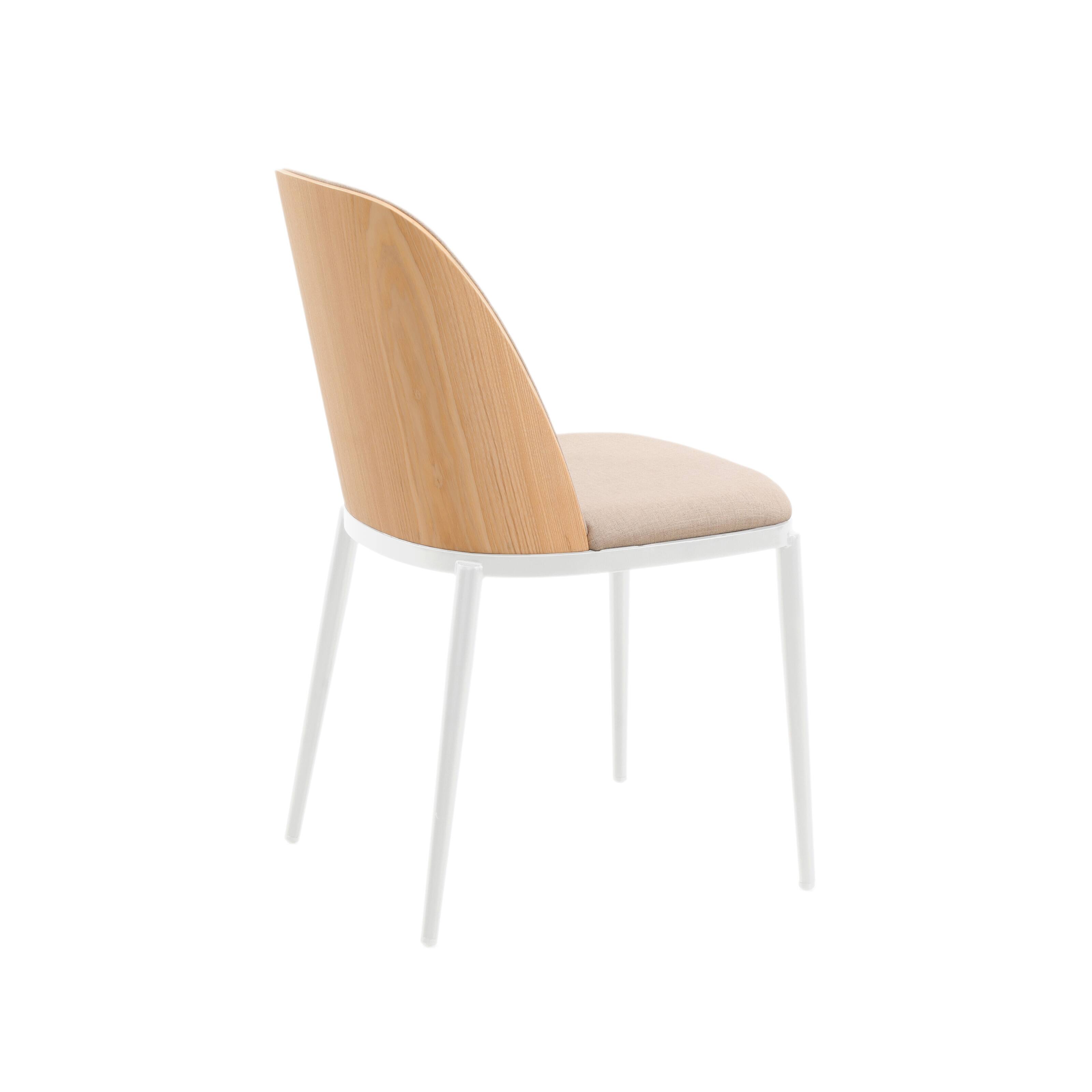 Alt View 1. LeisureMod - Tule Vintage Mid-Century Dining Chair, Modern Fabric Upholstered Kitchen Side Chair with Protective Floor Glides - Natural Wood/Brown.
