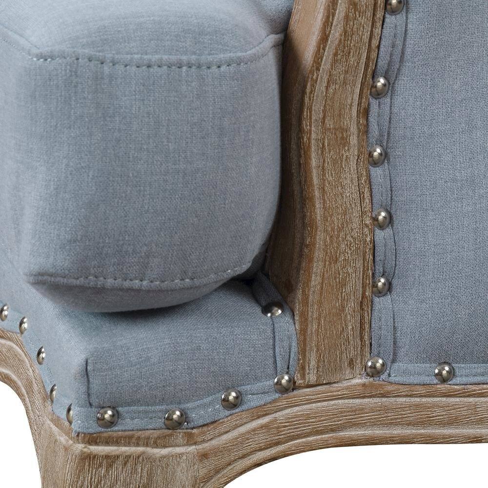 Back. FurniFact - Elegant Blue Accent Chair with Plush Cushions for Living Room Comfort - Light Blue.
