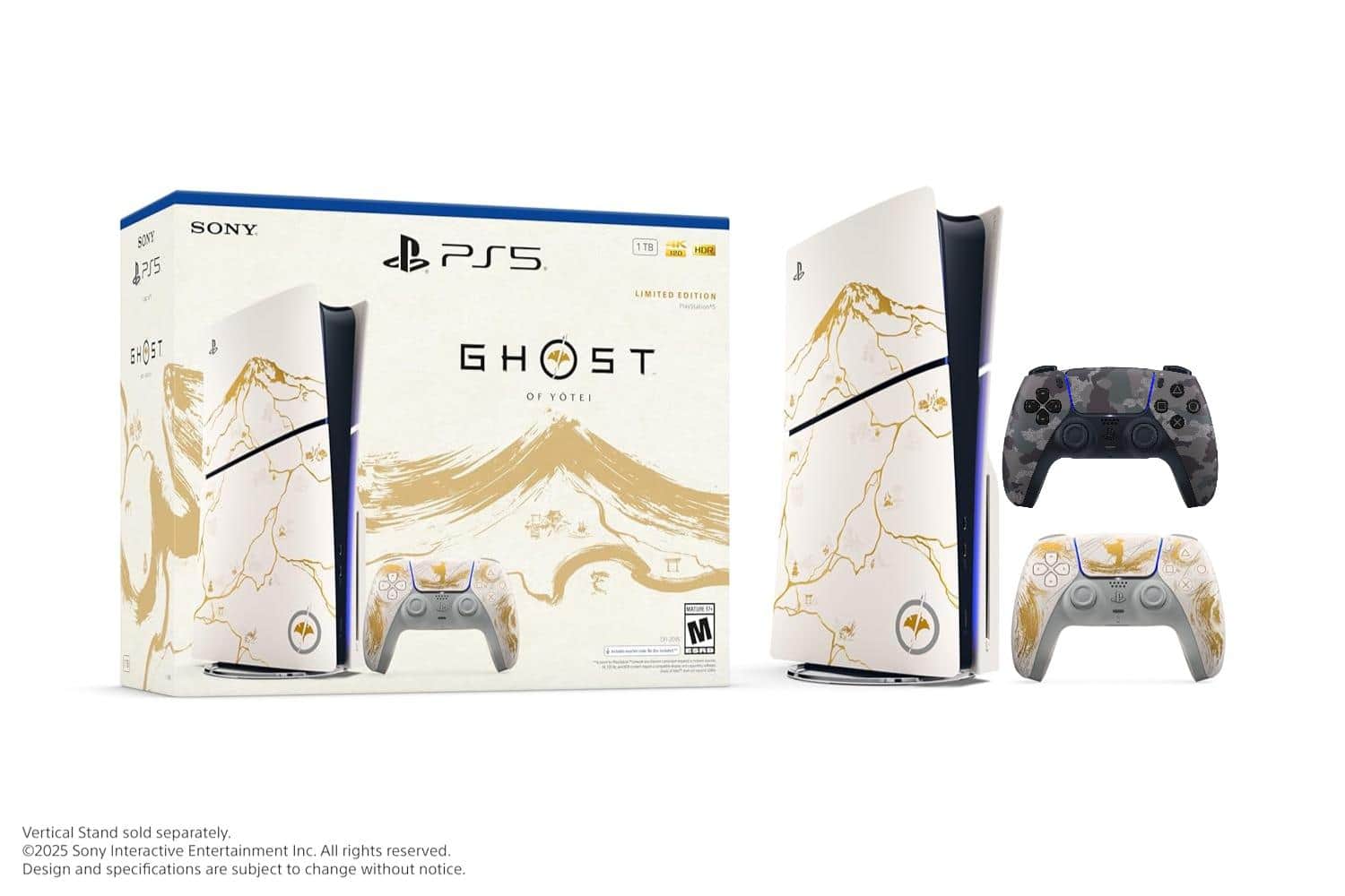 PS5 Console Ghost of Yōtei Gold LE Bundle (1TB Slim) + Gray Camo DualSense (New) - PlayStation 5