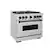 Angle. ZLINE - ZLINE Autograph 36 in. Classic Satin Steel Gas Range w/ 6 Burners & Black Accents (CGRSZ-36-MB) - Stainless Steel.
