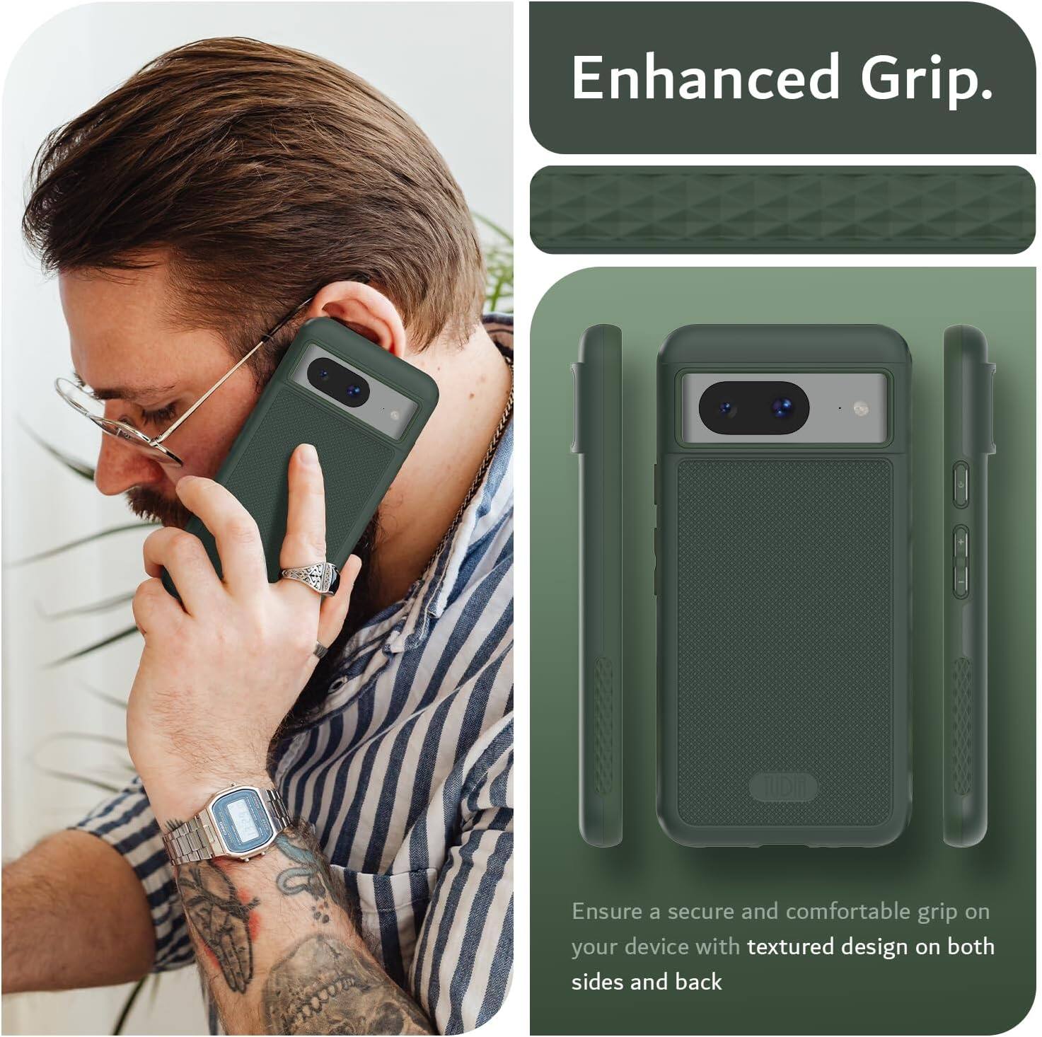 Enhanced Grip.

Ensure a secure and comfortable grip on your device with textured design on both sides and back.