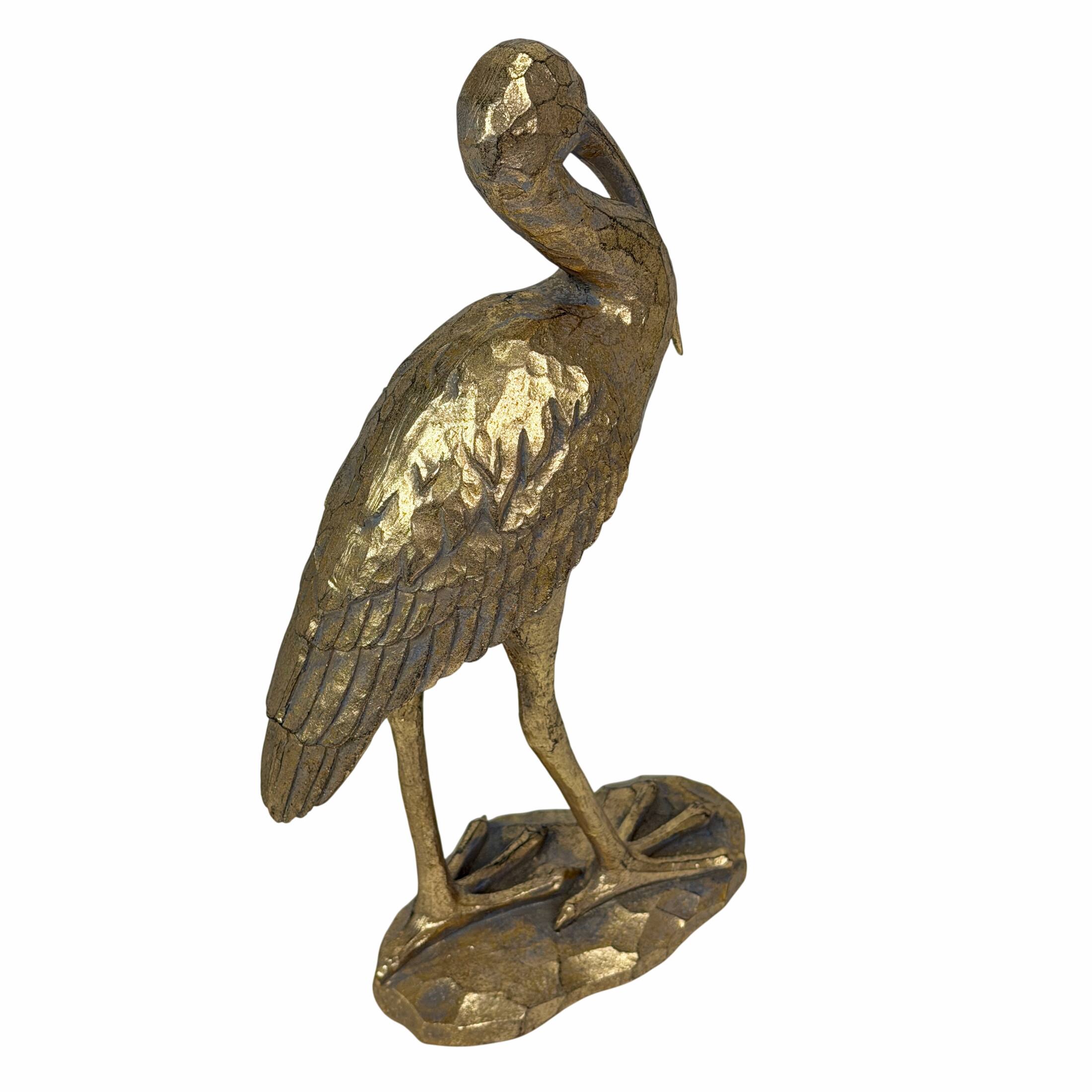 Alt View 2. Things2Die4 - Gold Pelican Statue 16 Inch Tall Resin Bird Sculpture Coastal Decor - Gold.
