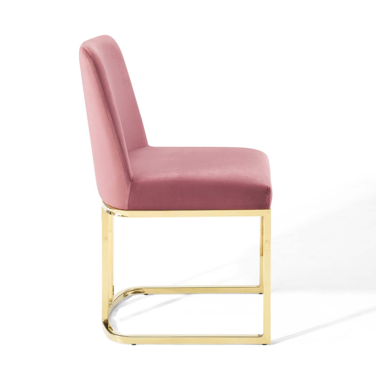Alt View 2. Modway - Amplify Sled Base Performance Velvet Dining Side Chair by Modway - Gold Dusty Rose.