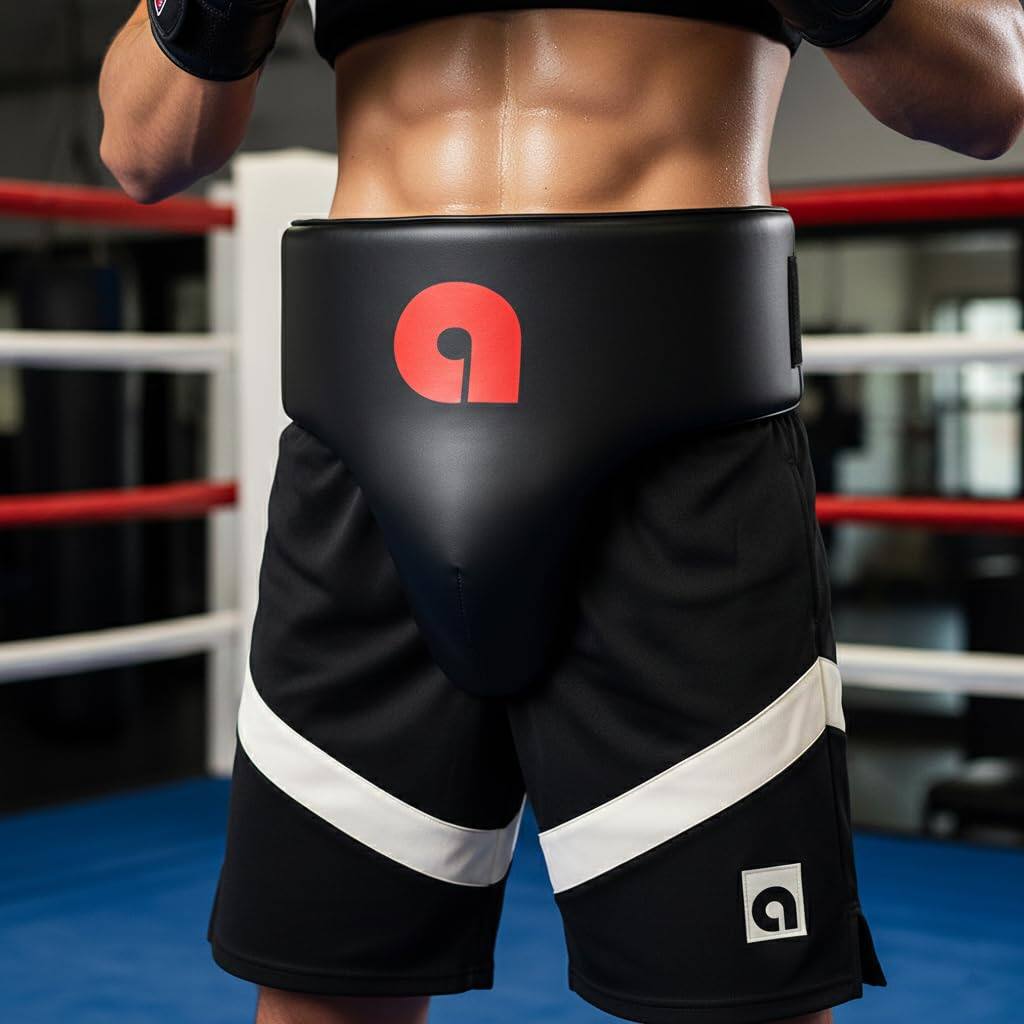 Alt View 7. Amber Sporting Goods - Deluxe Boxing MMA Groin Abdominal Protector Comfortable Ultimate Protection X-Large - Black.