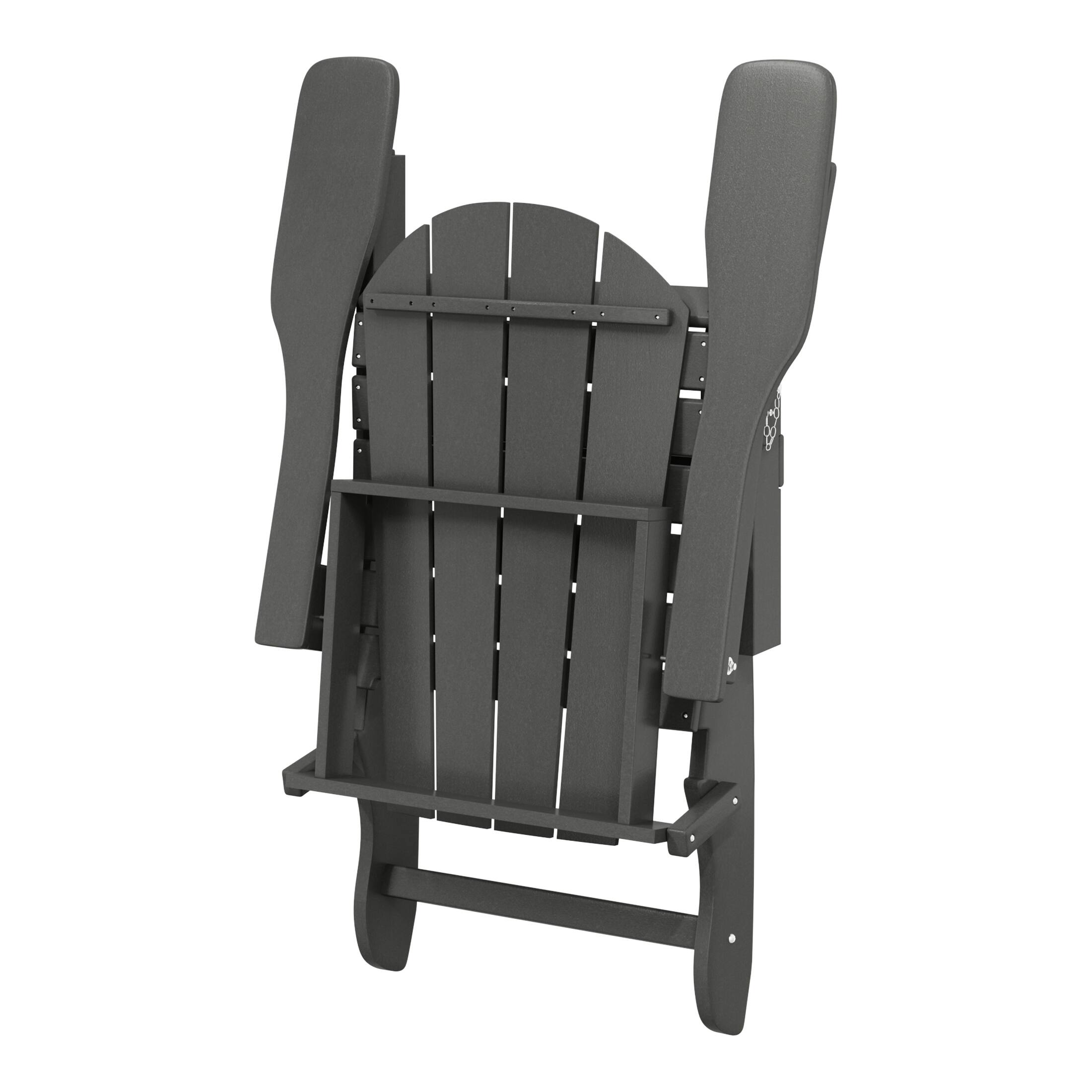 Alt View 4. WestinTrends - WestinTrends Malibu Outdoor HDPE Folding Poly Adirondack Chairs (Set of 2) - Gray.