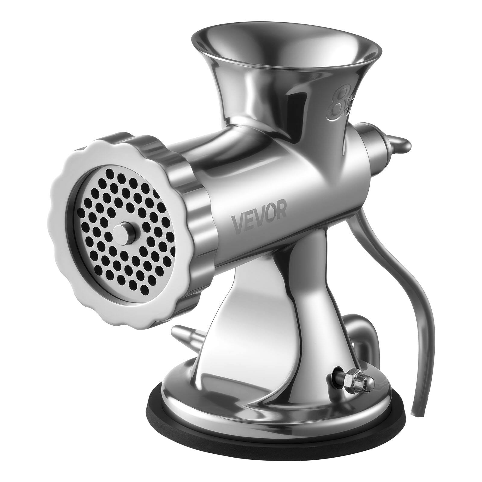 Alt View 5. VEVOR - Manual Meat Grinder, 304 Stainless Steel Hand Meat Grinder with Suction Cup + Steel Table Clamp - Silver.