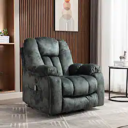Bestier - 40.6" W Microsuede Power Lift Recliner Chair with Massage and Heating - Green & Grey