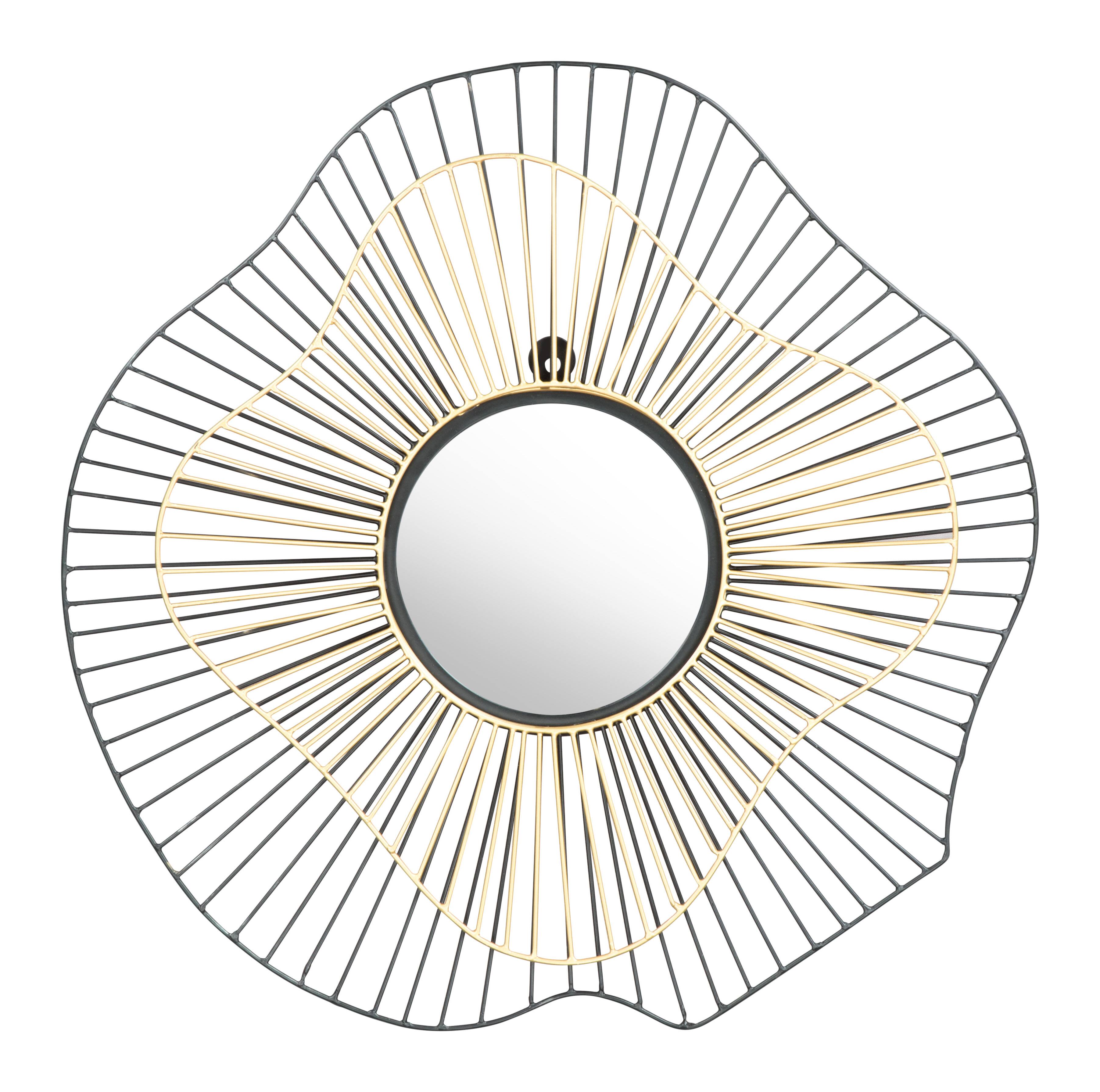 Back. Hivvago - Comet Round Mirror Black & Gold - Black & Gold.
