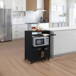 Kings Brand Furniture - Byron 2-Door Kitchen Microwave Cart - Black