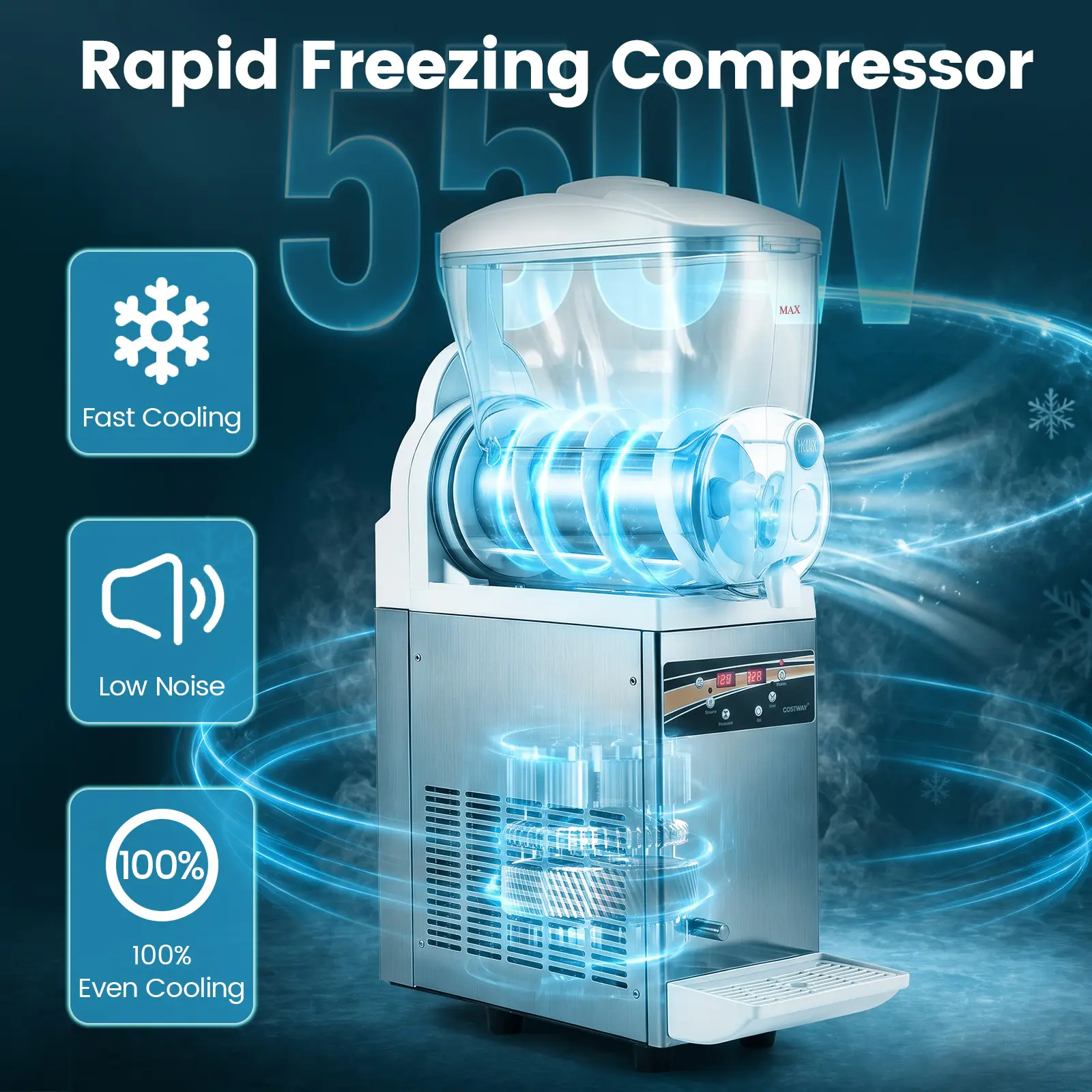 Rapid Freezing Compressor Sharty MAX Fast Cooling  
LOW Noise  
BS Applic  
958  
COSTIMAL  
100%  
100% Even Cooling