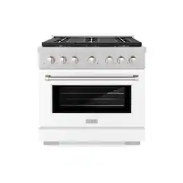 ZLINE - 36 in. 5.2 cu. ft. Freestanding Paramount Gas DuoPro Range with Convection Oven - White Matte