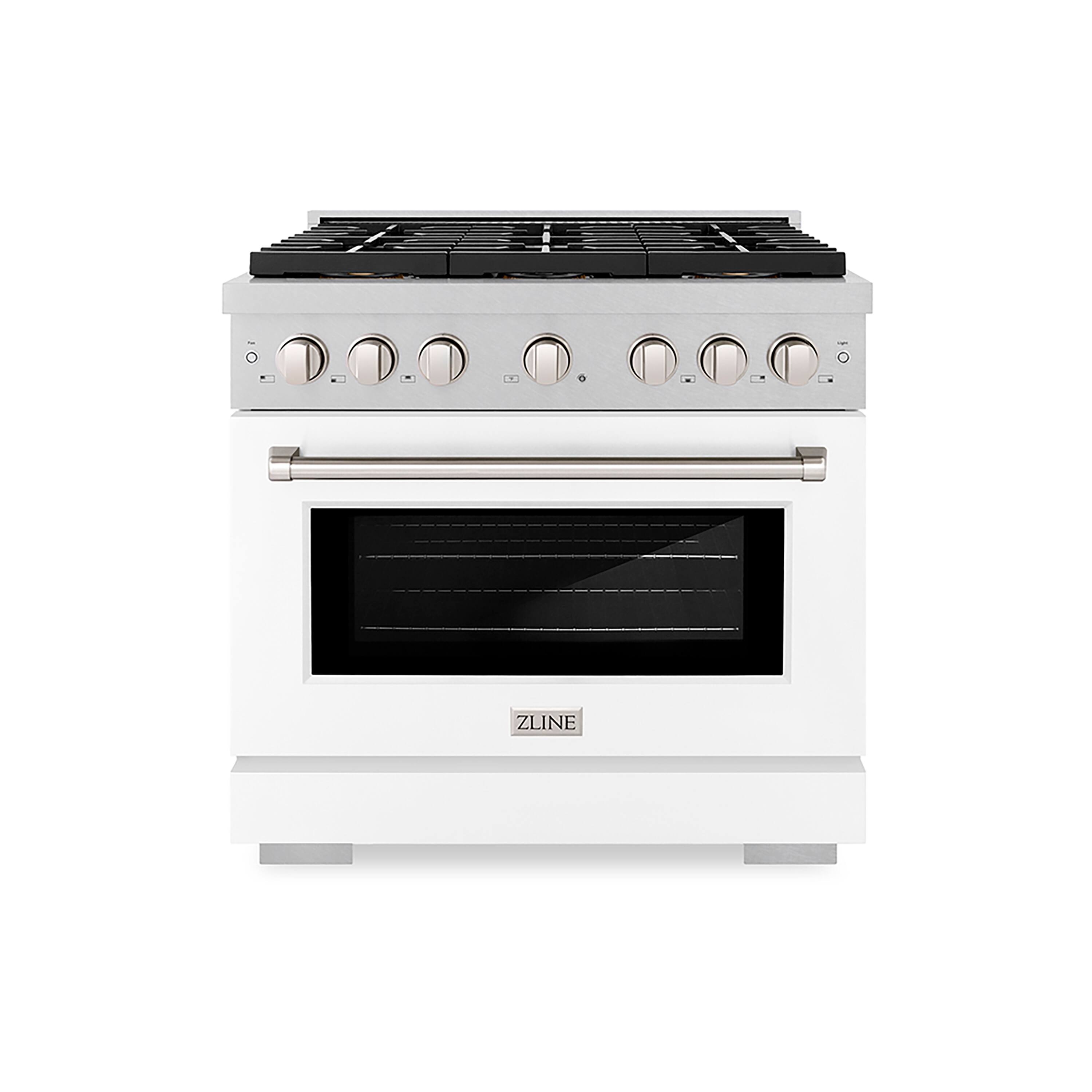 Front. ZLINE - 36 in. 5.2 cu. ft. Freestanding Paramount Gas DuoPro Range with Convection Oven - White Matte.