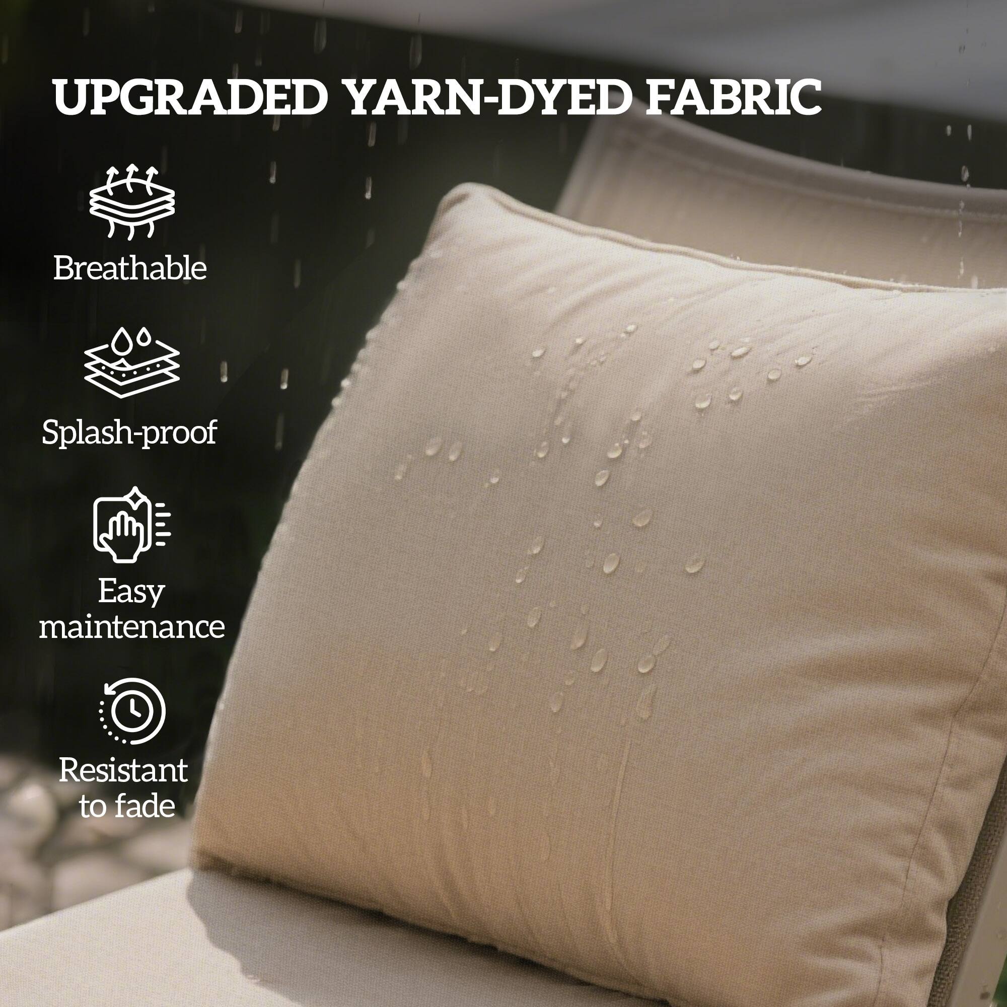 UPGRADED YARN-DYED FABRIC

- Breathable
- Splash-proof
- Easy maintenance
- Resistant to fade