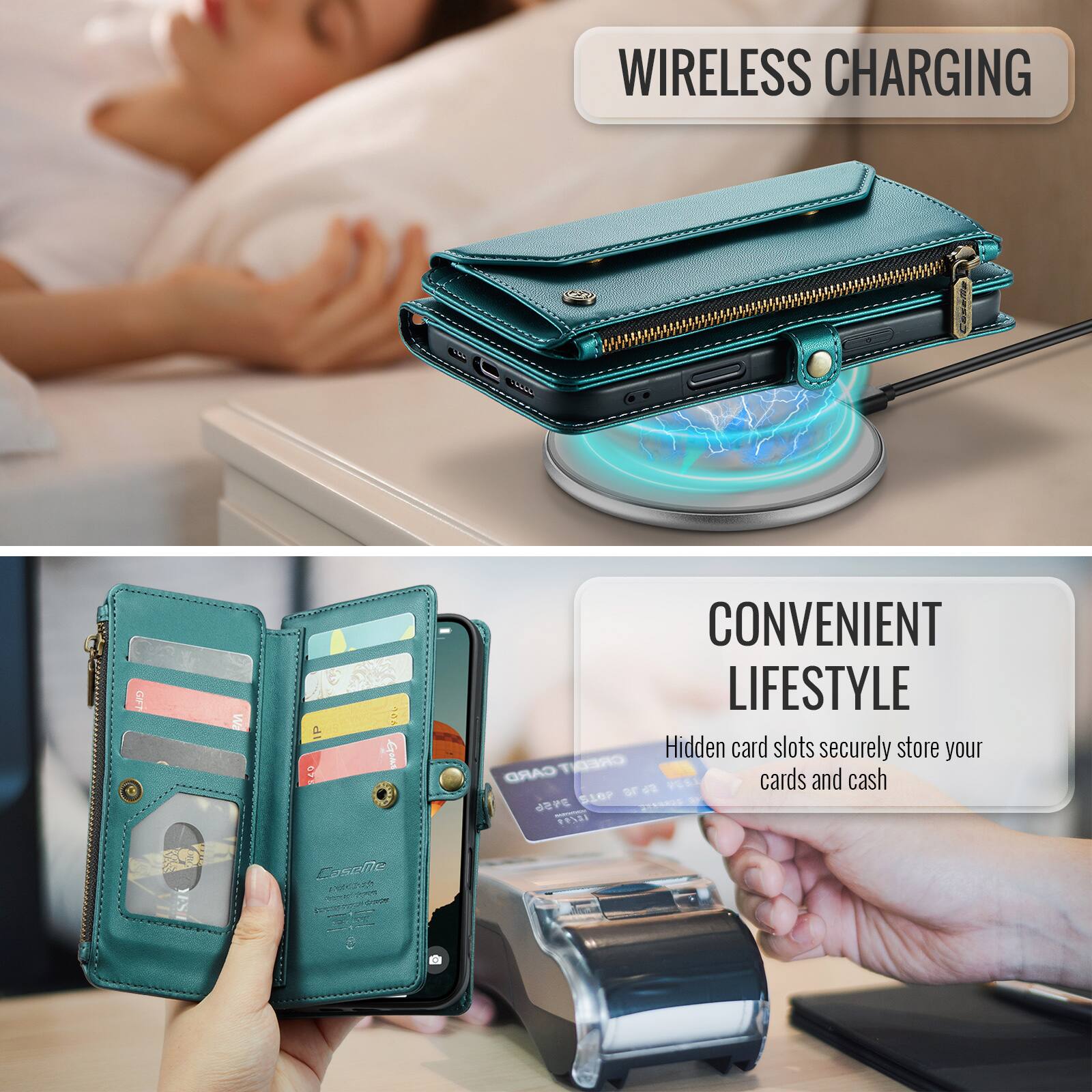 WIRELESS CHARGING

GIFT

Wa

IP 40

PACKET

CONVENIENT LIFESTYLE

Hidden card slots securely store your CARD CREDIT cards and cash

8678 PEEL 3456 510P 12/99

CaseMe PECCIA

www.kiq