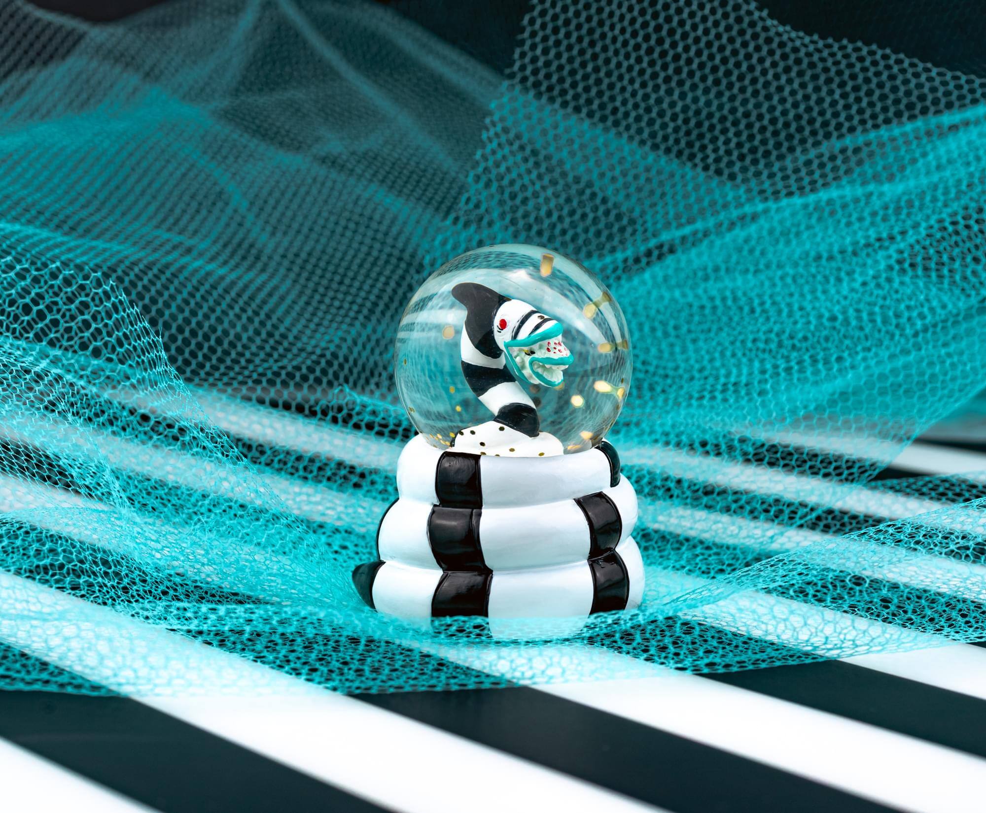 Alt View 3. Silver Buffalo - Beetlejuice Sandworm Mini Light-Up Snow Globe | 3 Inches Tall - Black.