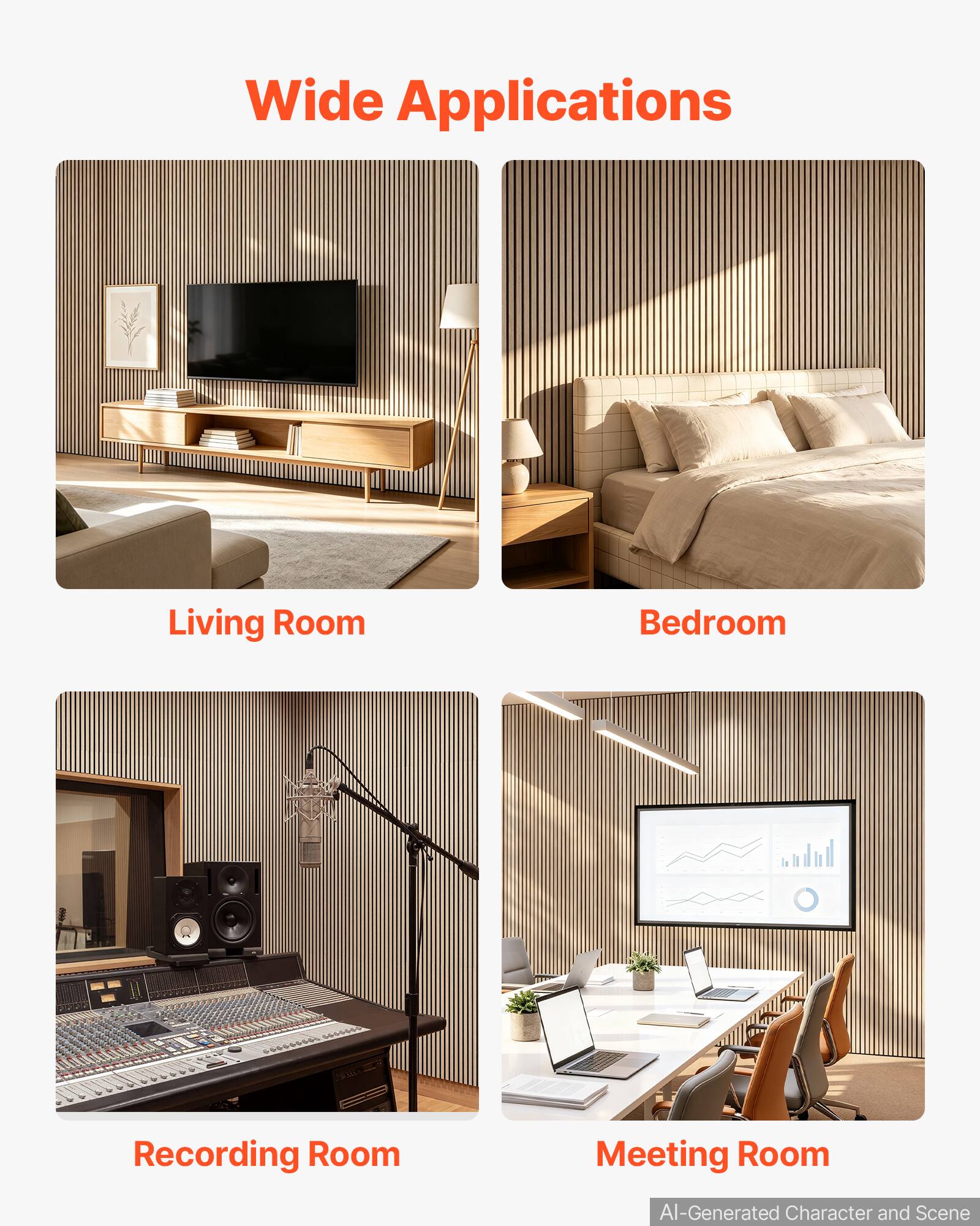 Wide Applications

Living Room

Bedroom

Recording Room

Meeting Room

AI-Generated Character and Scene