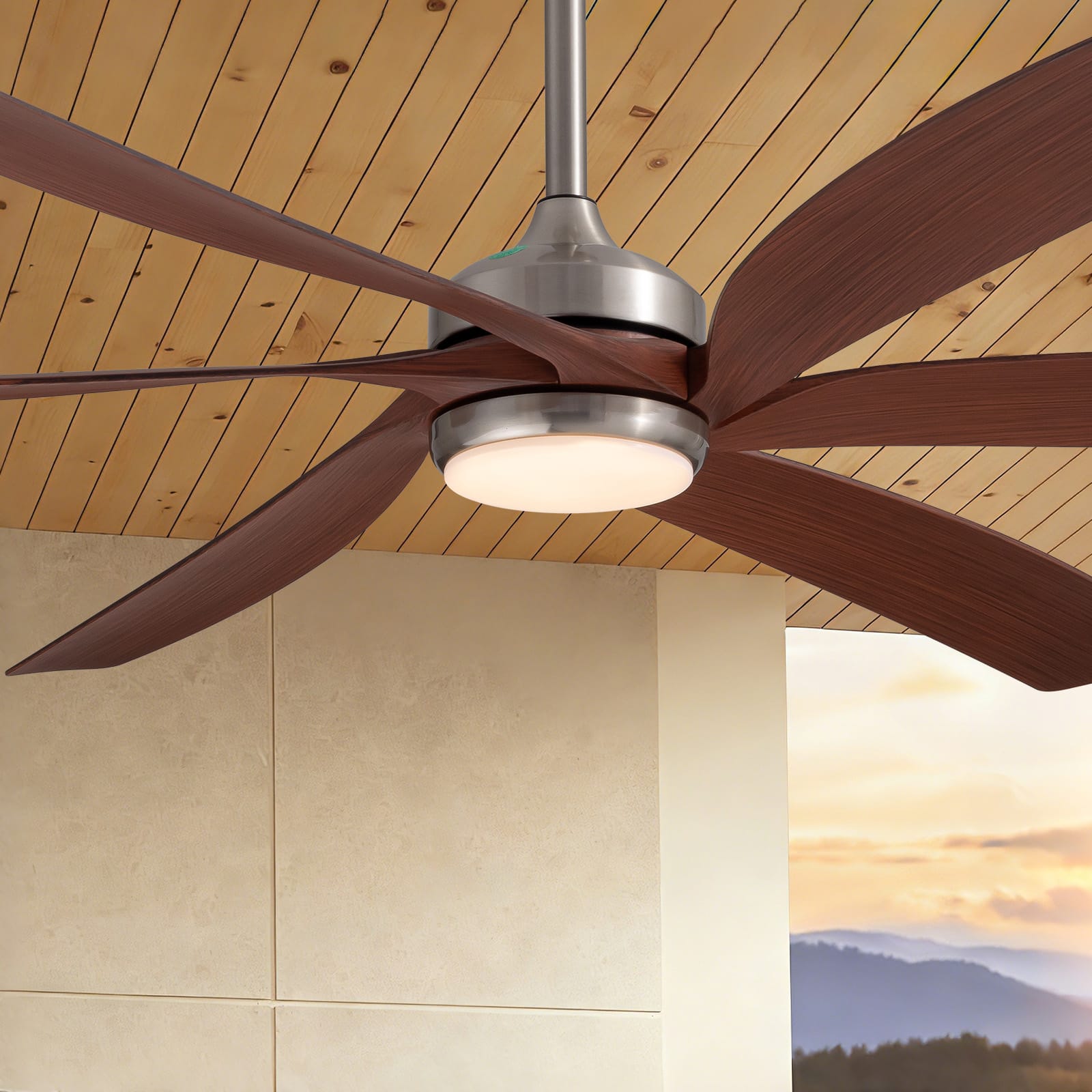Siljoy - 64" Modern Silent Ceiling Fan, Reversible DC Motor, 6 Speeds, Timer, Natural Wind, Remote & APP Control, Indoor Outdoor - Brushed Nickel
