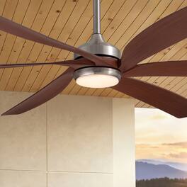Siljoy - 64" Modern Silent Ceiling Fan, Reversible DC Motor, 6 Speeds, Timer, Natural Wind, Remote & APP Control, Indoor Outdoor - Brushed Nickel