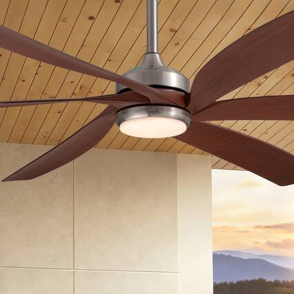 Front. Siljoy - 64" Modern Silent Ceiling Fan, Reversible DC Motor, 6 Speeds, Timer, Natural Wind, Remote & APP Control, Indoor Outdoor - Brushed Nickel.