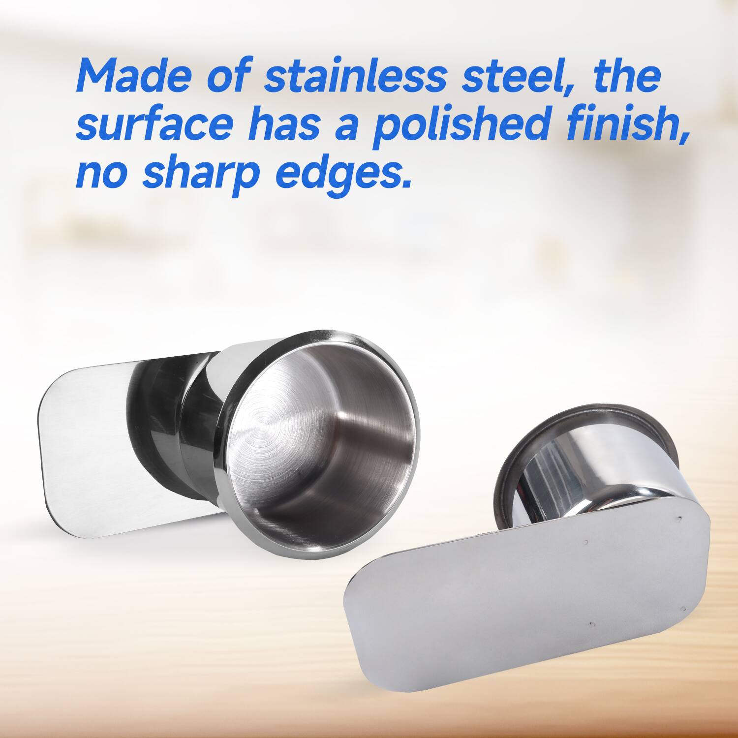Made of stainless steel, the surface has a polished finish, no sharp edges.