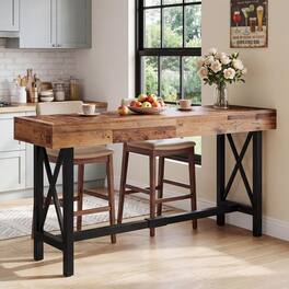 Tribesigns - 70.9-Inch Extra Long Bar Table, Industrial Counter Height Table - Brown & Black