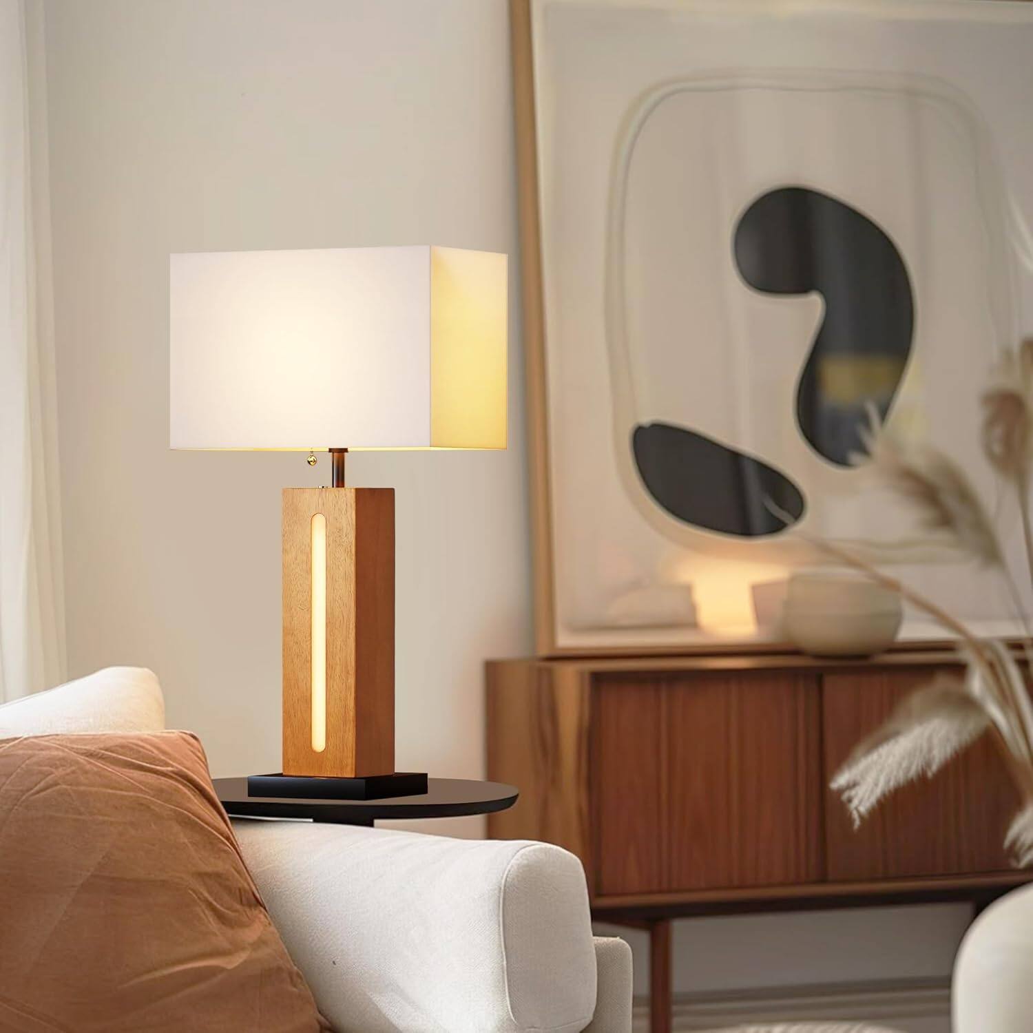 Alt View 4. Akoasm - Modern Dimmable Bedside Lamp Table Lamps Set of 2 with LED Nightlight for Living Room Bedroom.