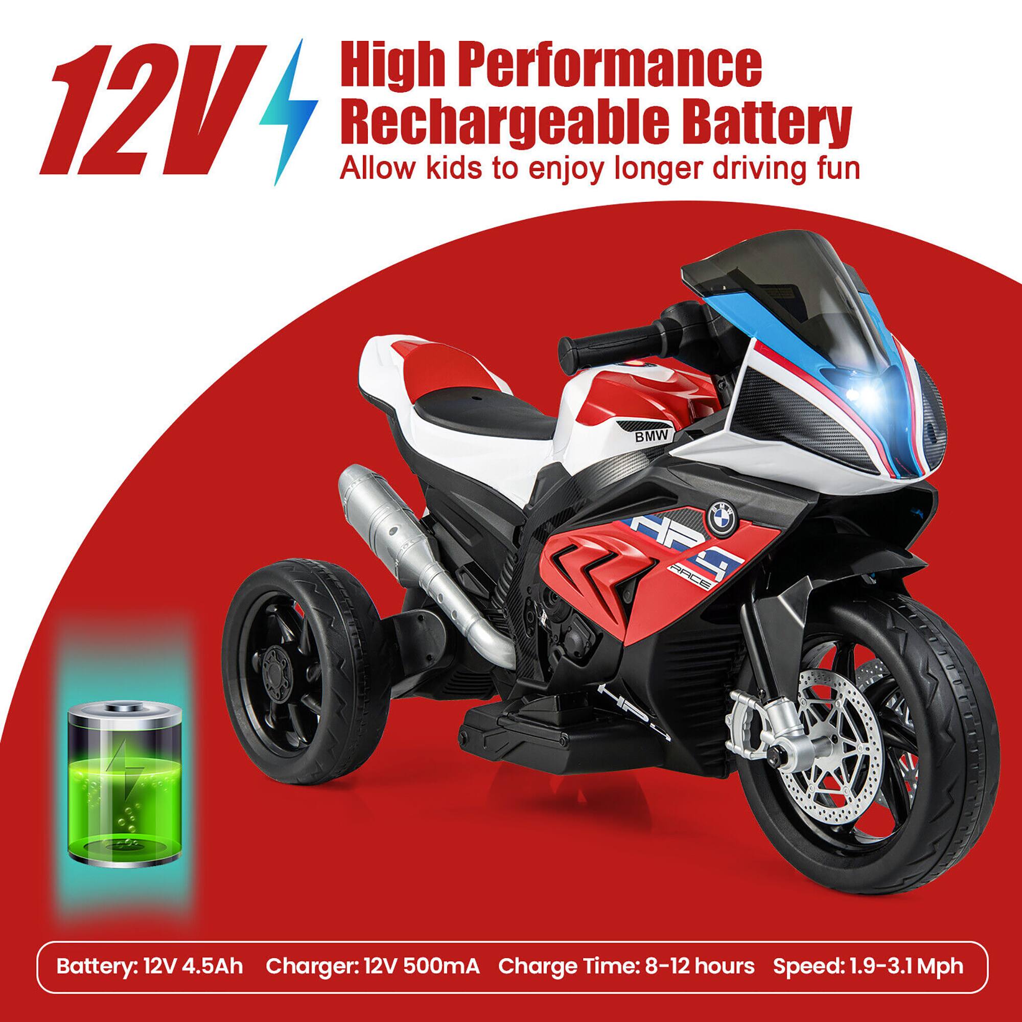 12V  
High Performance Rechargeable Battery  
Allow kids to enjoy longer driving fun  

Battery: 12V 4.5Ah  
Charger: 12V 500mA  
Charge Time: 8-12 hours  
Speed: 1.9-3.1 Mph
