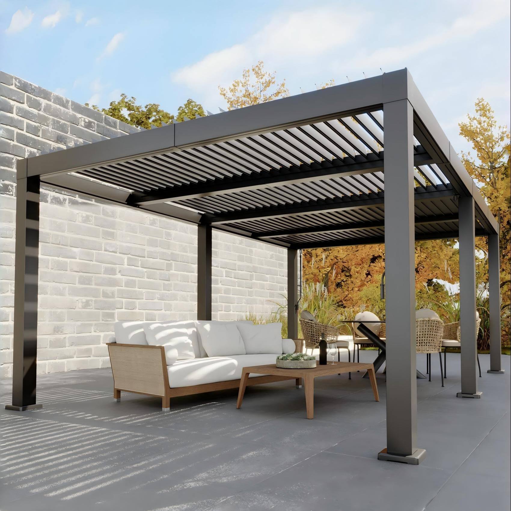 Front. GAOMON - All-Aluminum Outdoor Pergolas with Adjustable Louvered Roof, Integrated Drainage System, for Deck Patio Backyard Garden - 12x20FT.