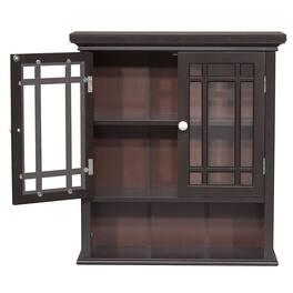 Hivvago - Dark 2-Door Bathroom Wall Cabinet with Open Shelf - Espresso