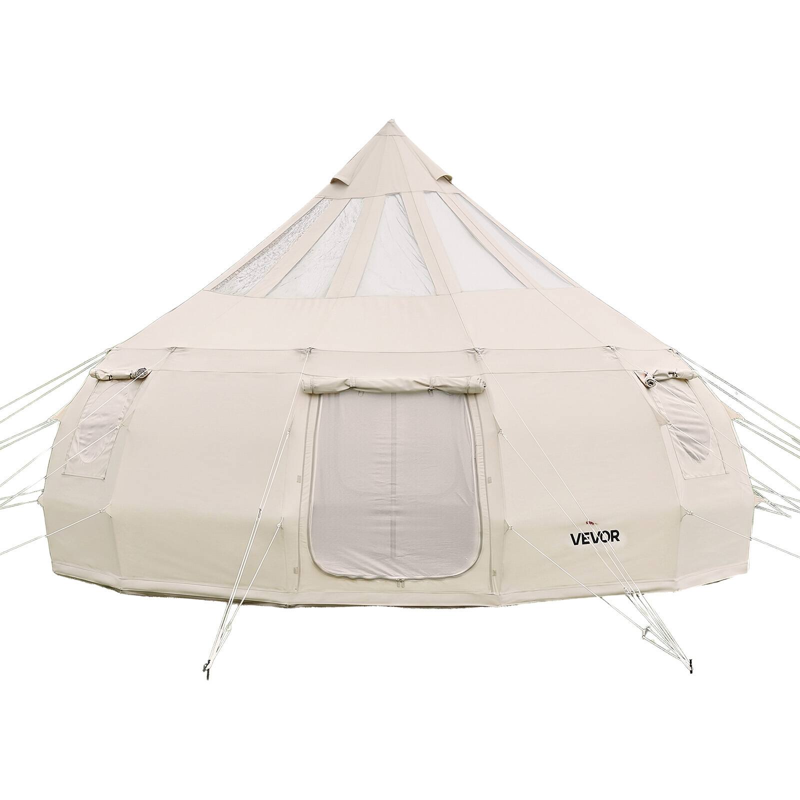 Alt View 5. VEVOR - Canvas Bell Tent, 4 Seasons 16.4 ft Yurt Tent for Camping with Stove Jack, Poly-Cotton Canvas Breathable Holds up to 12 - Beige.