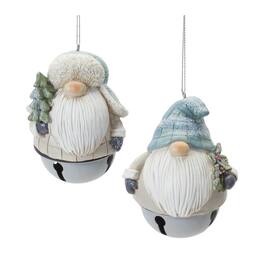 BreeBe - Gnome Sleigh Bell Ornament (Set of 12) - Blue, Cream