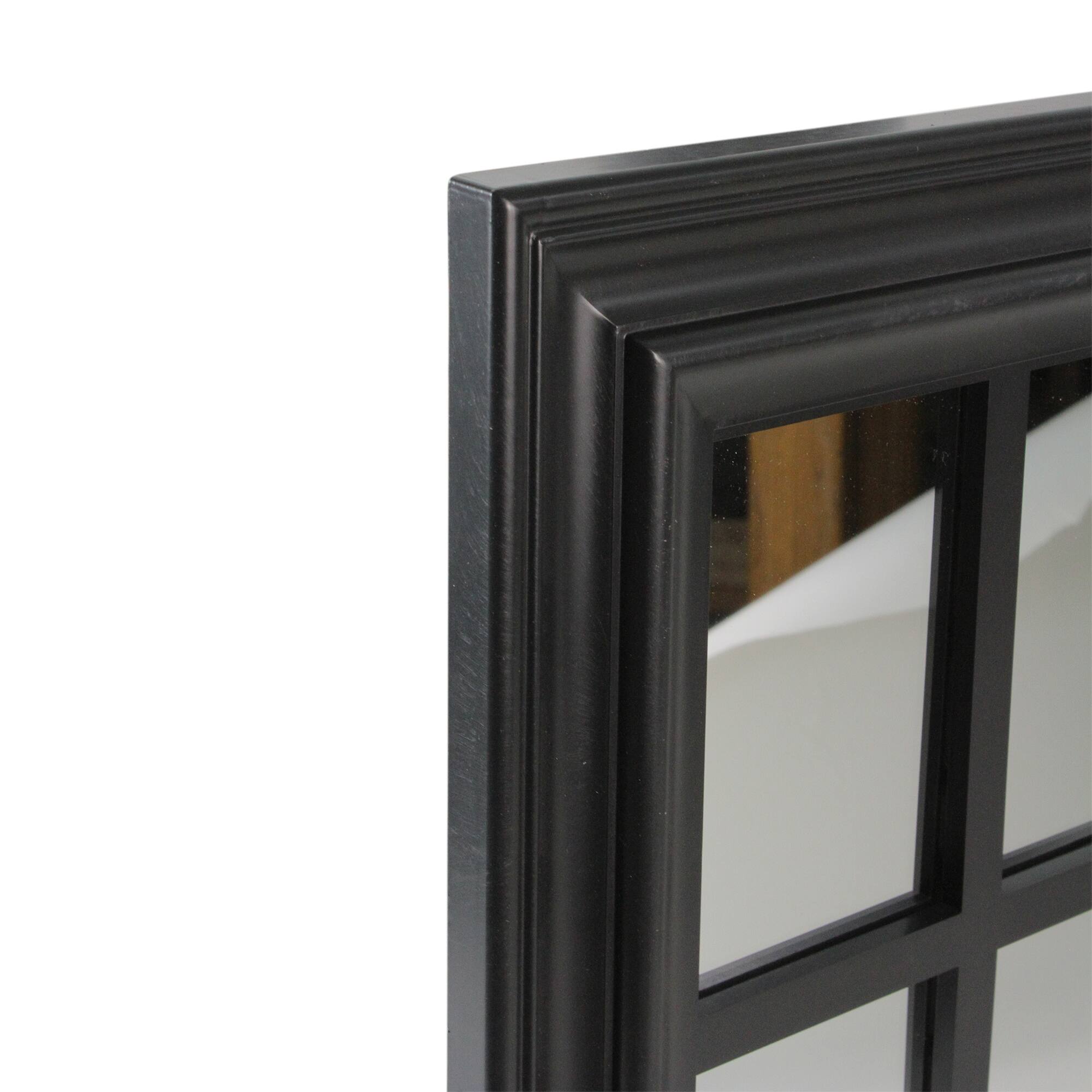 Alt View 2. Northlight - 17" Black Contemporary Square Windowpane Wall Mirror - Black.