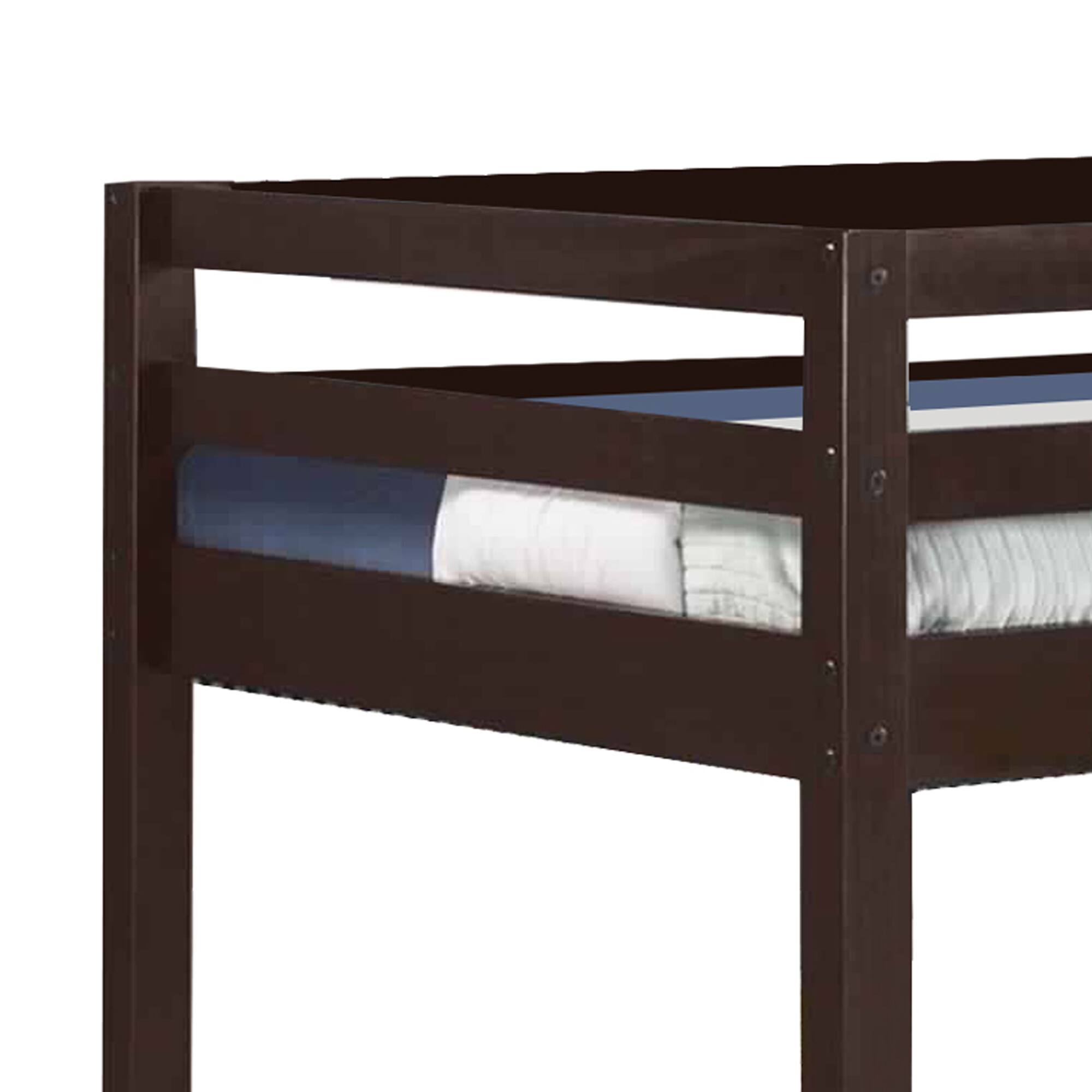 Alt View 1. Manhattan Lane - Twin Wooden Frame Loft Bed with Built In Ladder, Espresso Brown - Brown.